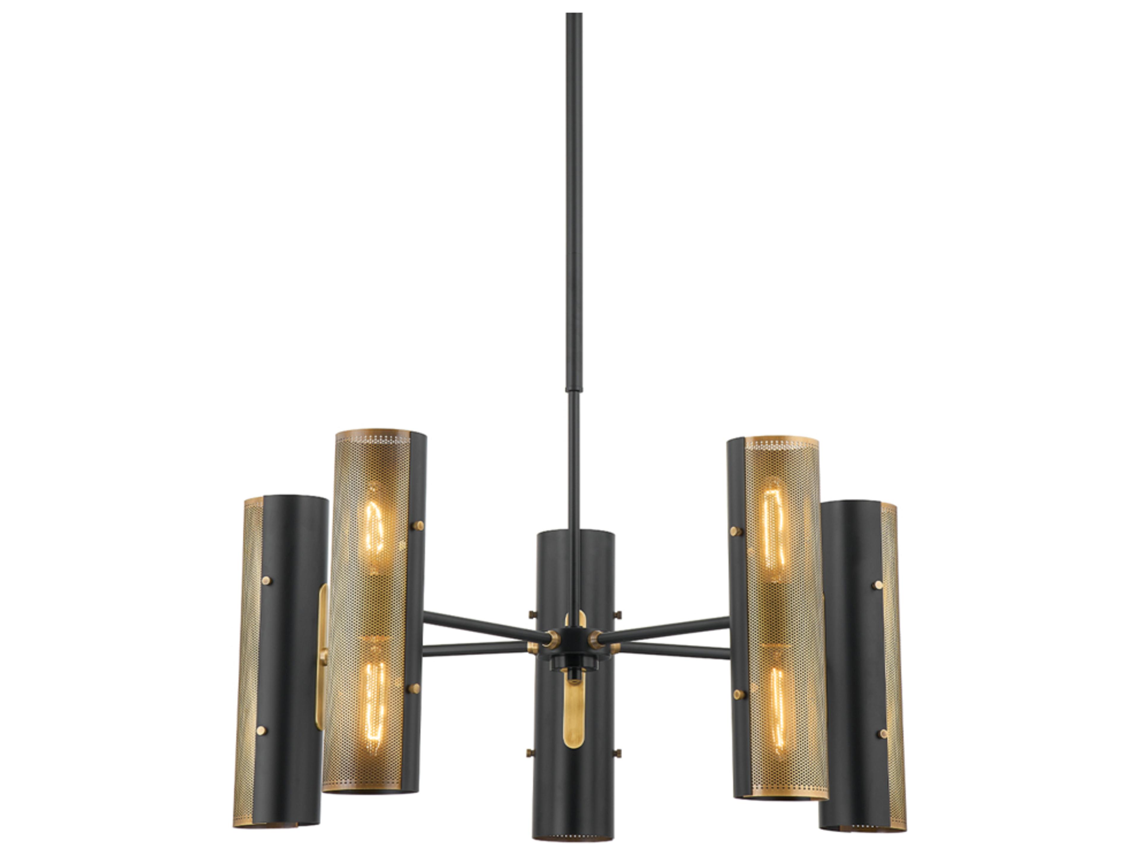 Mikka 10-Light Patina Brass Black Chandelier