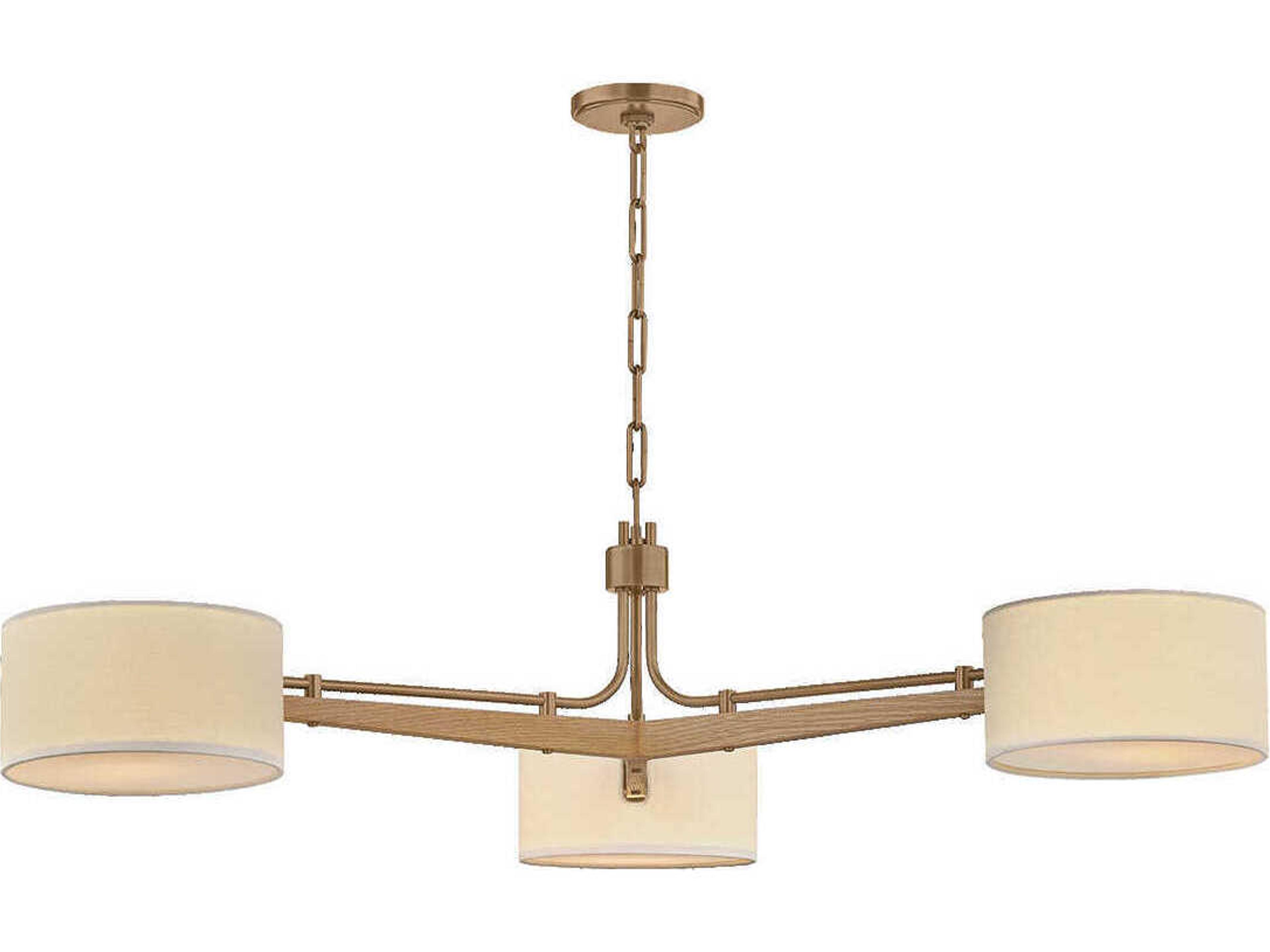 Mailo 3-Light Patina Brass Brown Drum Chandelier