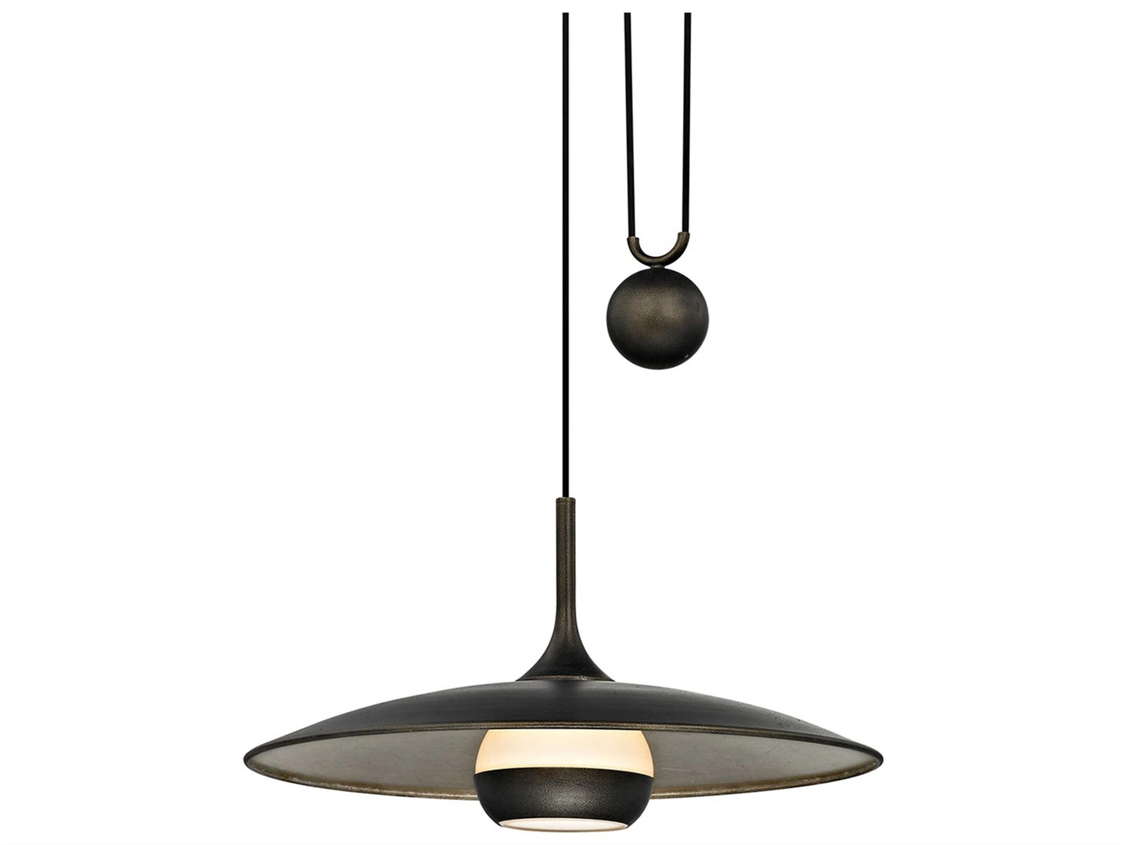 Troy Lighting Alchemy 1-Light Vintage Bronze Silver Glass LED Bell Pendant