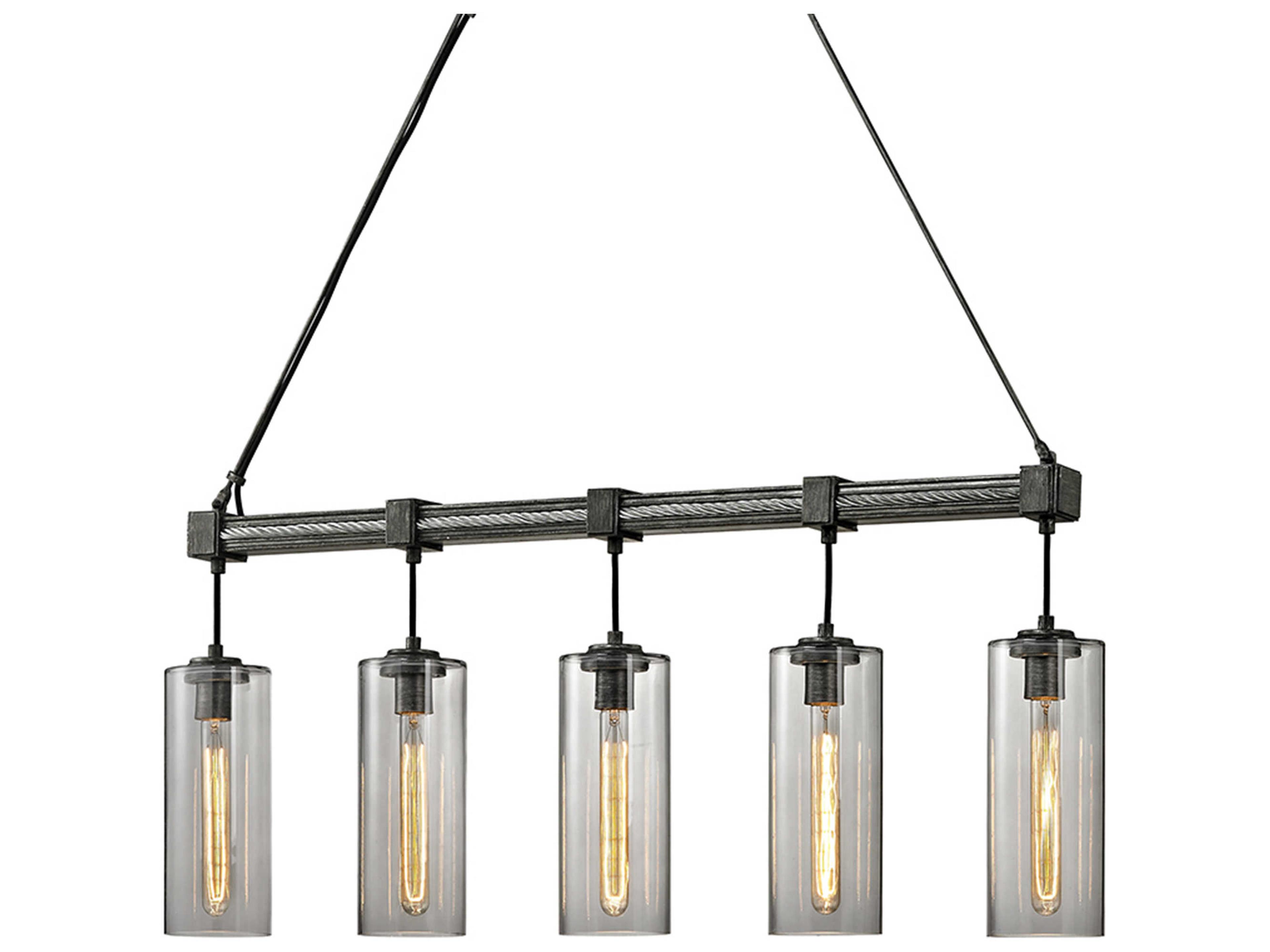 Troy Lighting Union Square 5-Light Graphite Gray Glass Cylinder Island Pendant