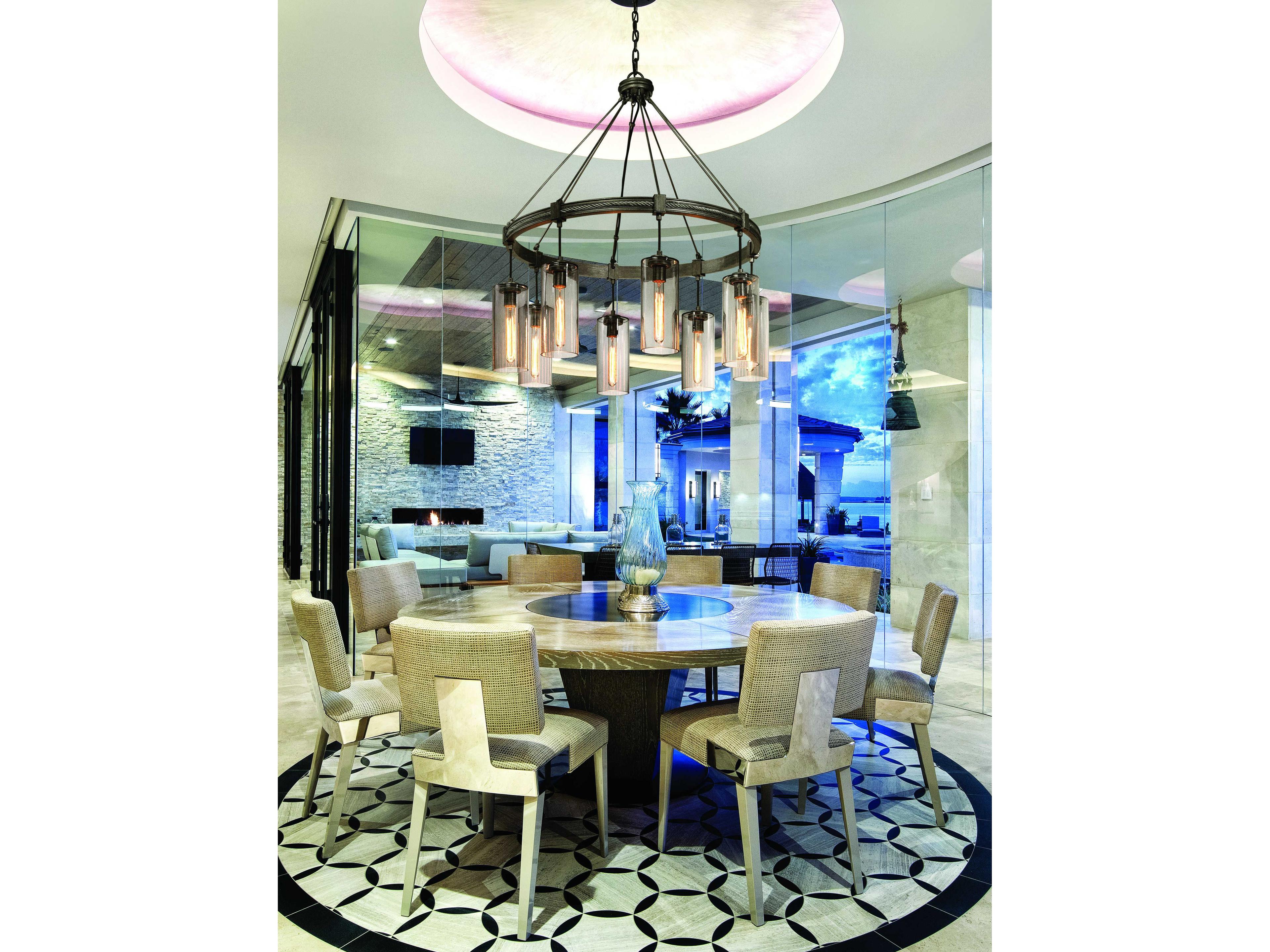 Troy Lighting Union Square 8-Light Graphite Gray Cylinder Pendant