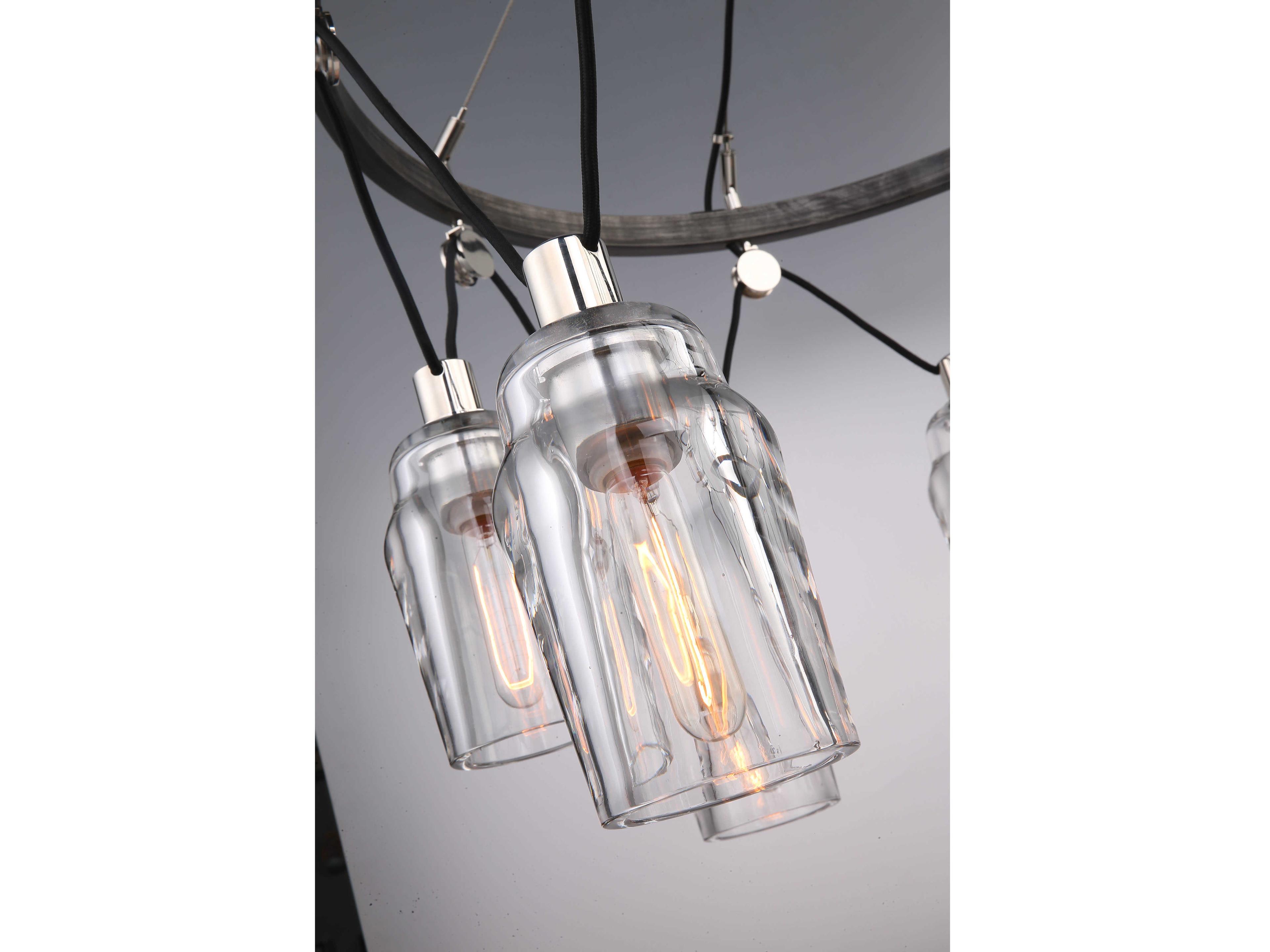 Troy Lighting Citizen 8-Light Graphite Gray Glass Cylinder Pendant