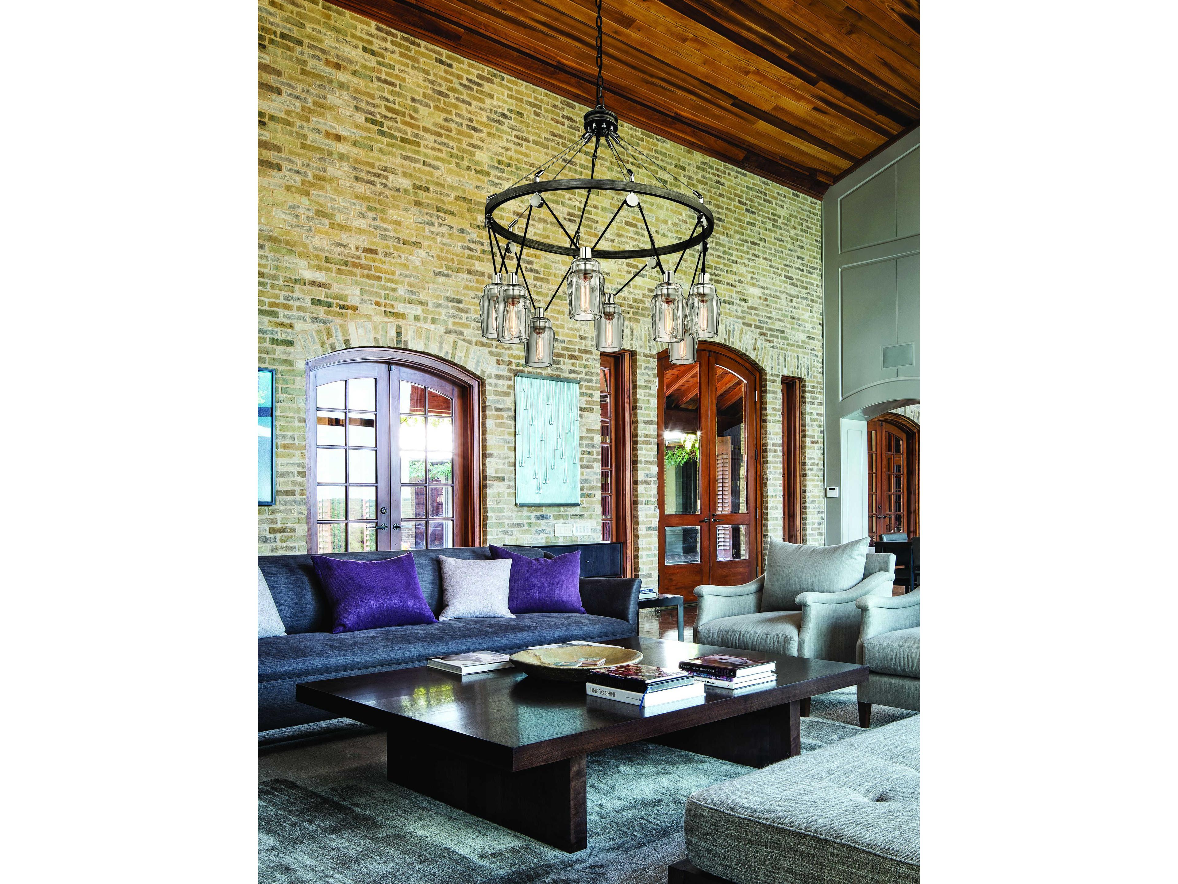 Troy Lighting Citizen 8-Light Graphite Gray Glass Cylinder Pendant