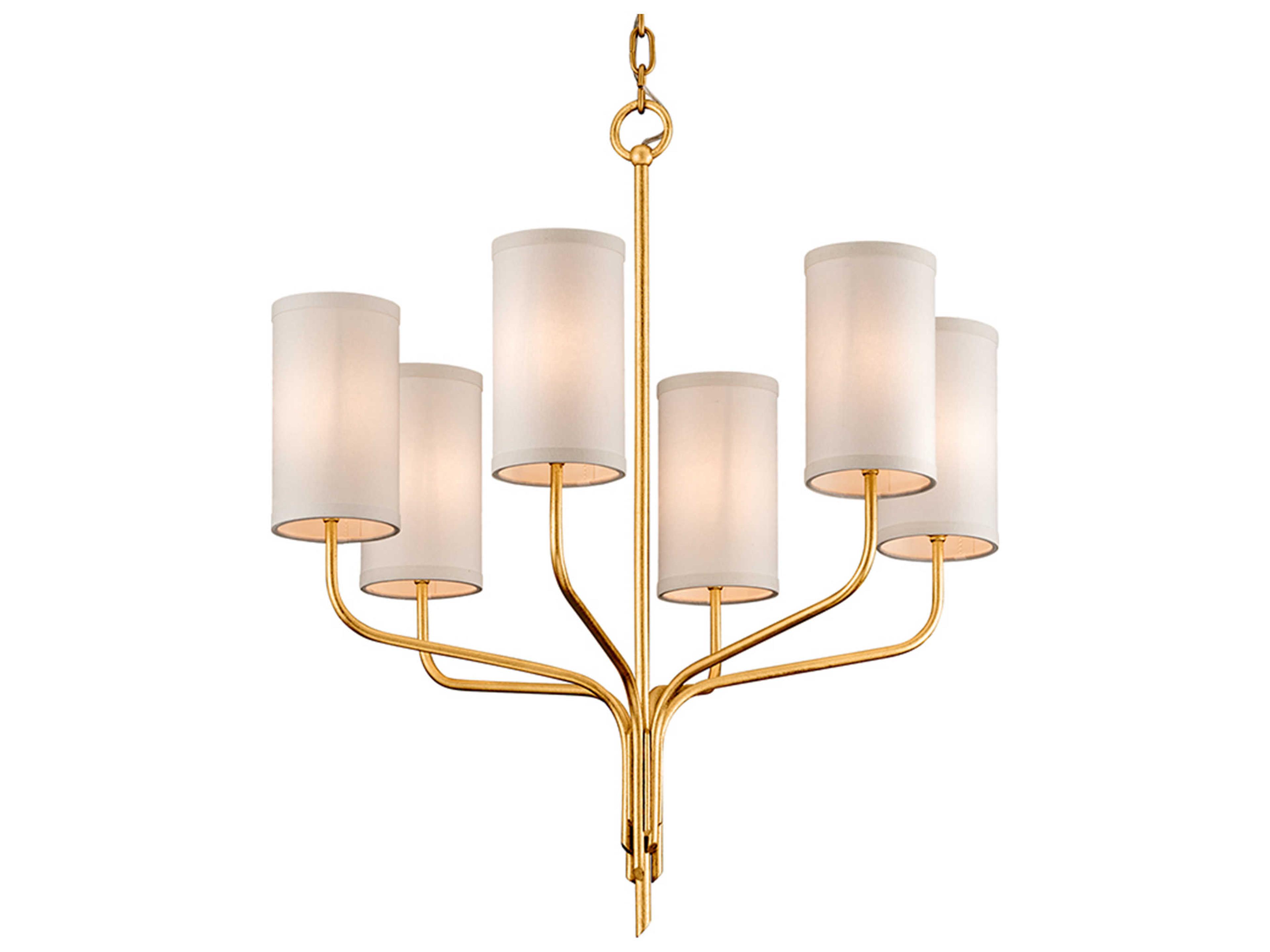Troy Lighting Juniper 6-Light Textured Gold Leaf Cylinder Chandelier