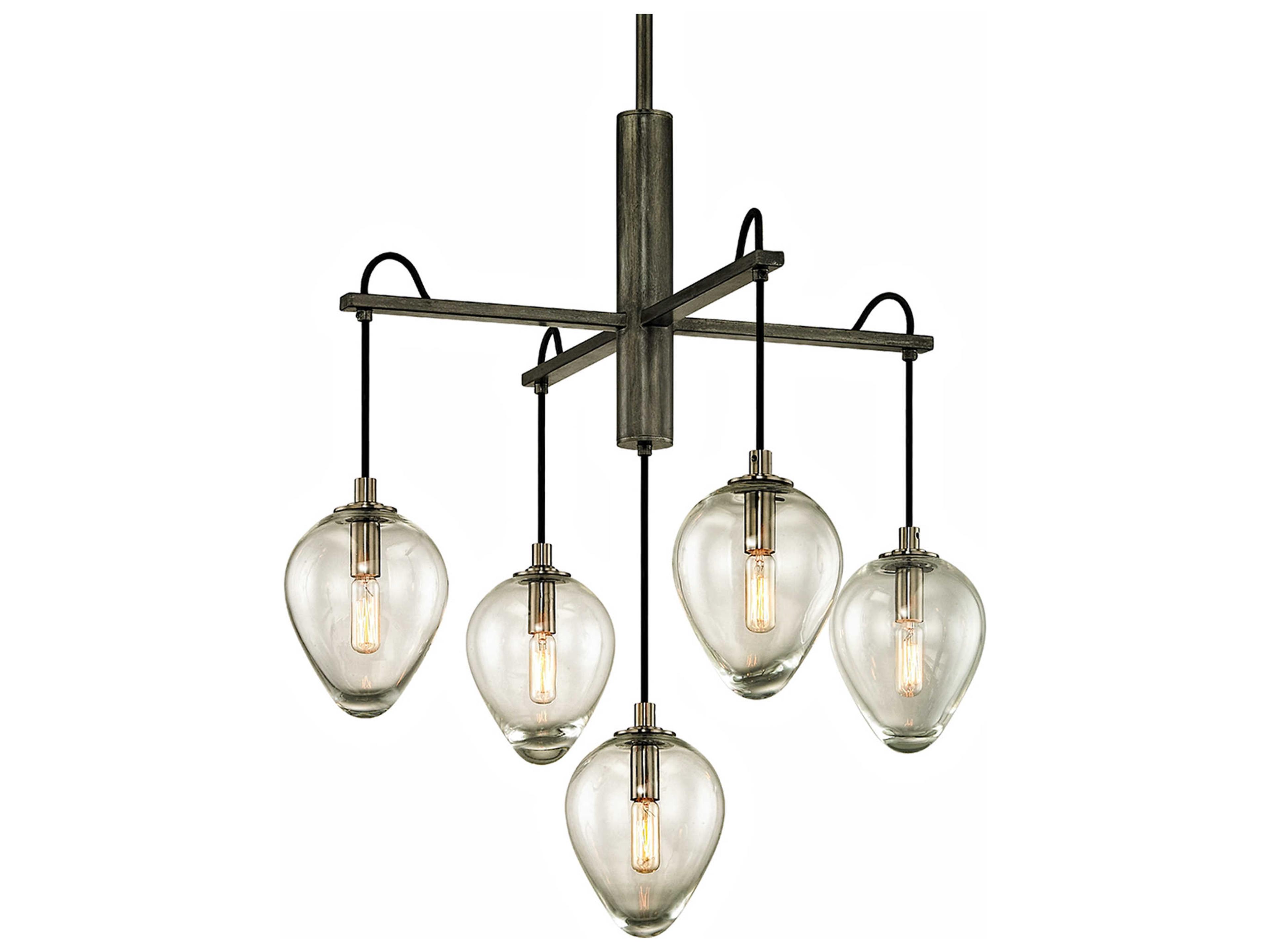 Troy Lighting Brixton 5-Light Gunmetal Glass Tiered Pendant