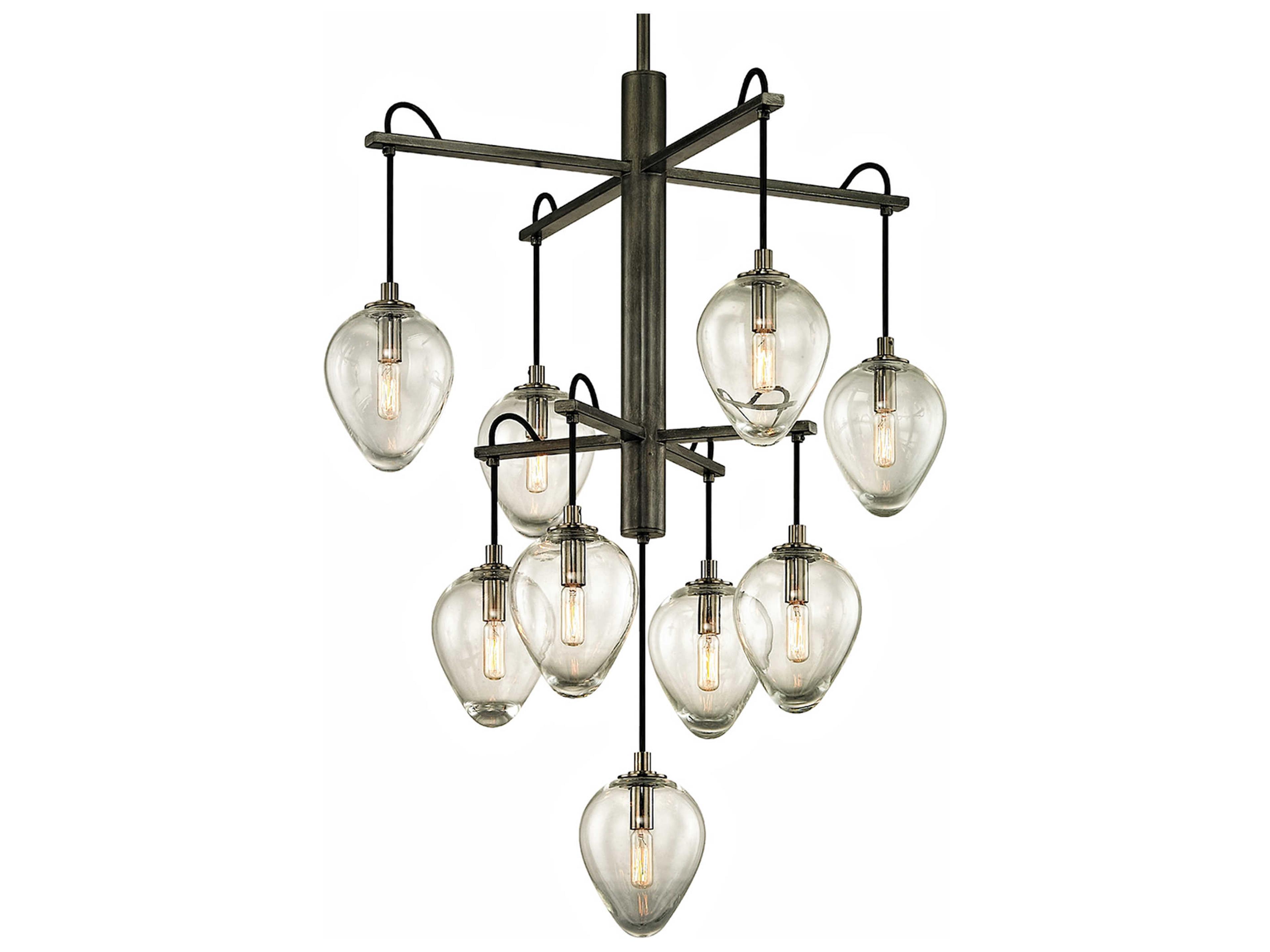 Troy Lighting Brixton 9-Light Gunmetal Glass Tiered Pendant