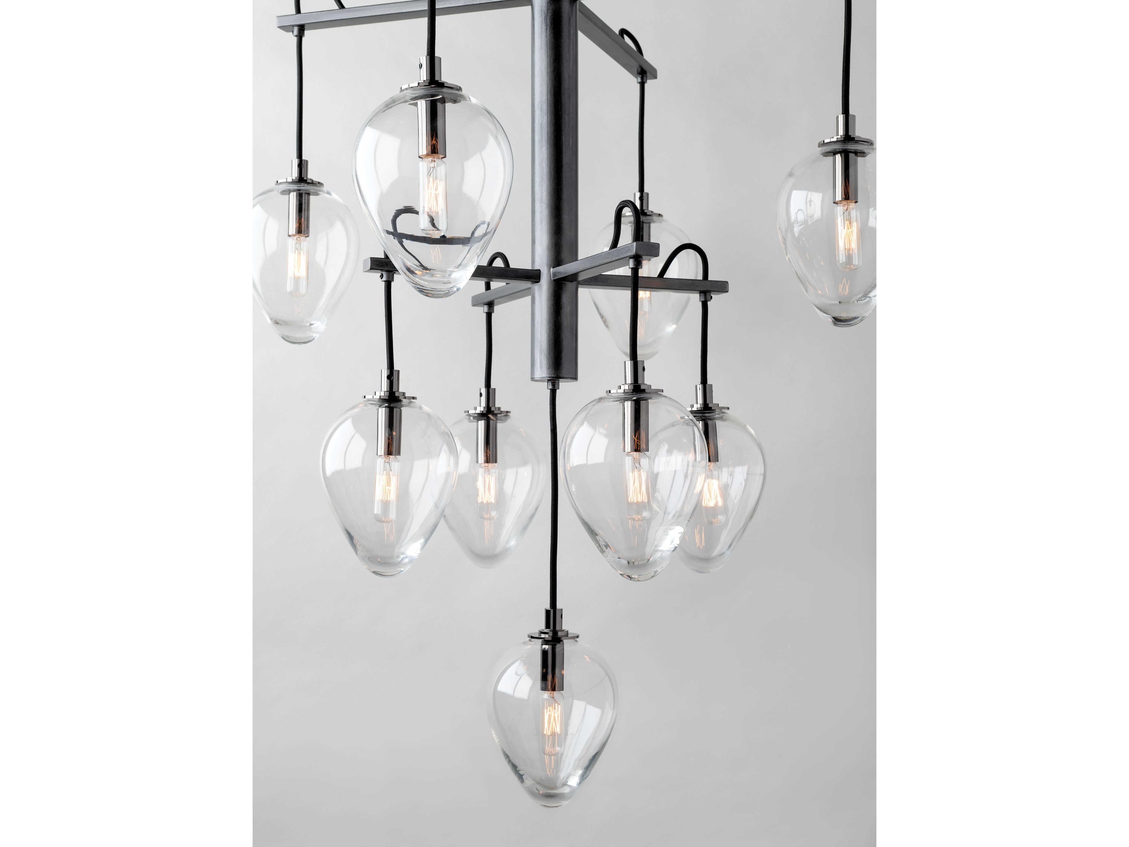 Troy Lighting Brixton 13-Light Gunmetal Glass Tiered Pendant