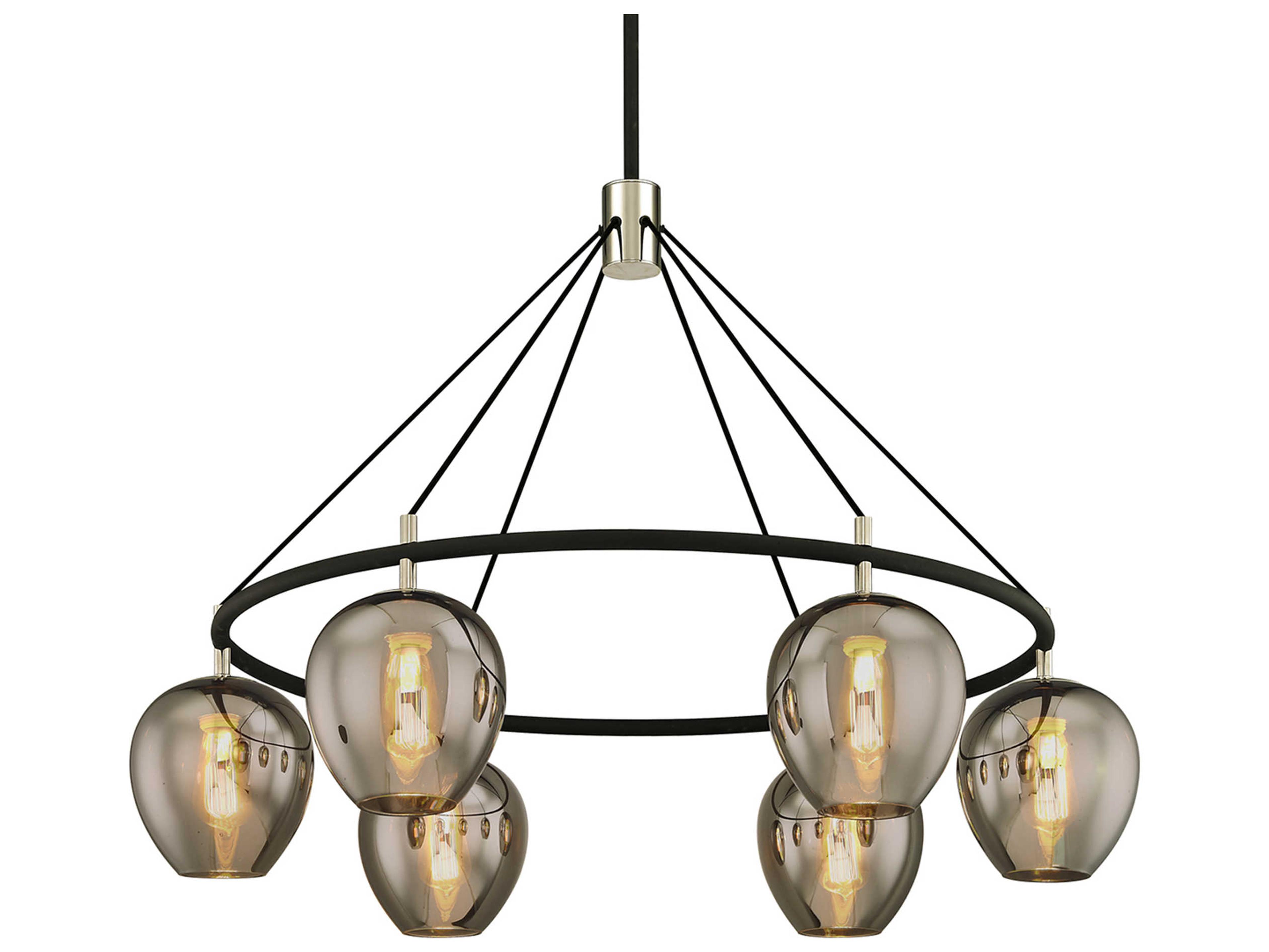 Troy Lighting Iliad 6-Light Carbide Black Glass Globe Chandelier