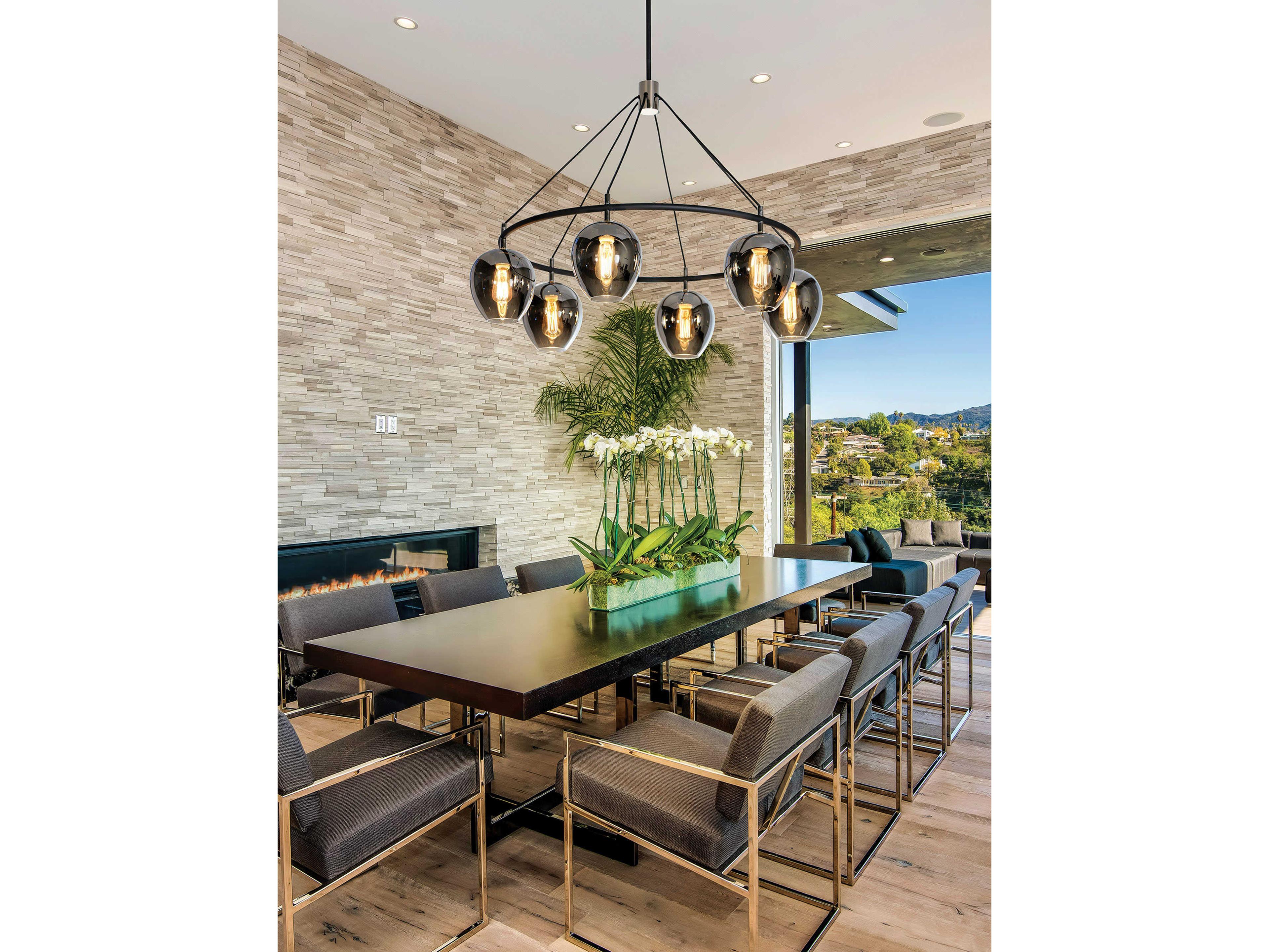 Troy Lighting Iliad 6-Light Carbide Black Glass Globe Chandelier