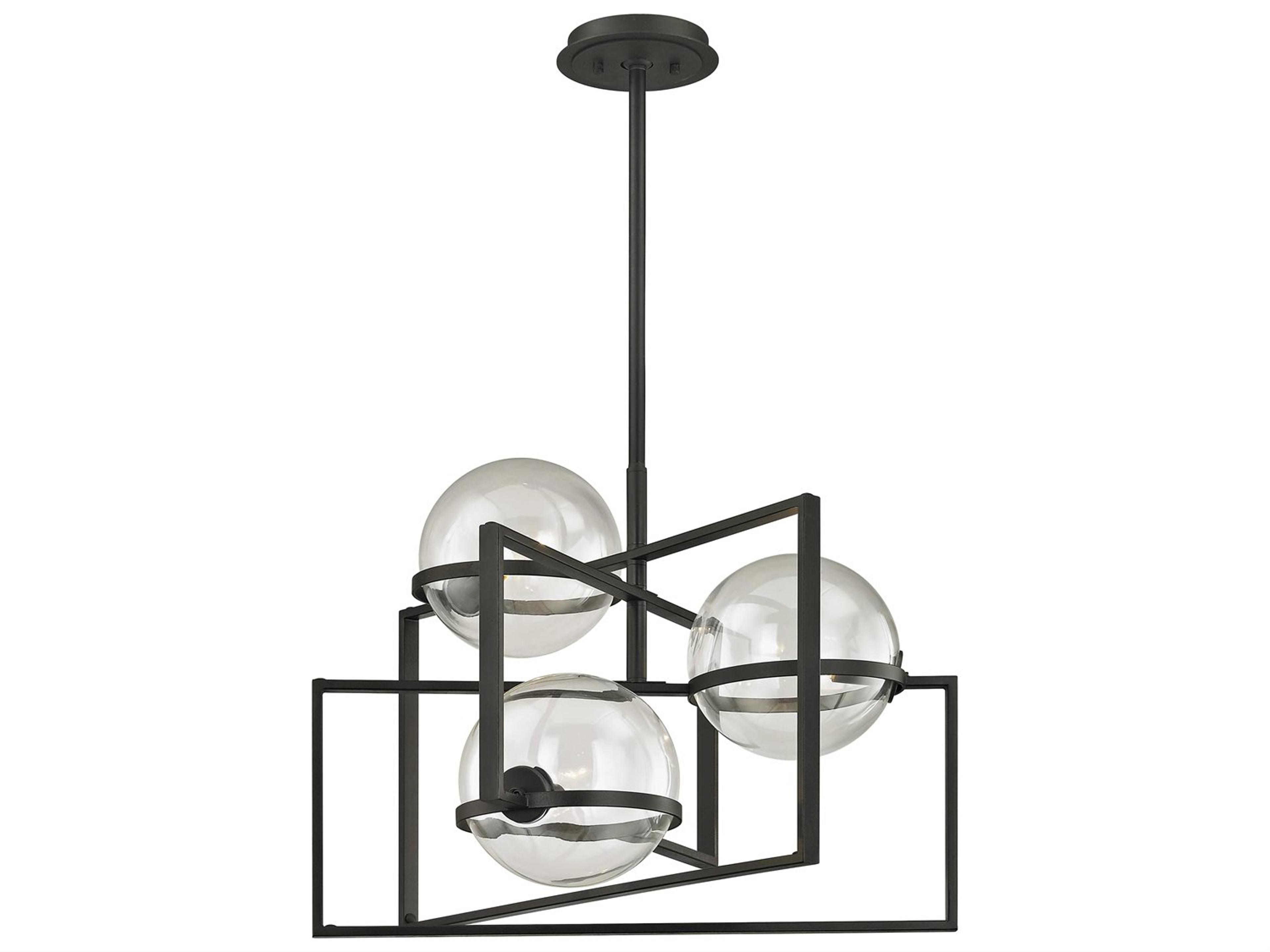 Elliot Chandelier Textured Black with Clear Glass Globes