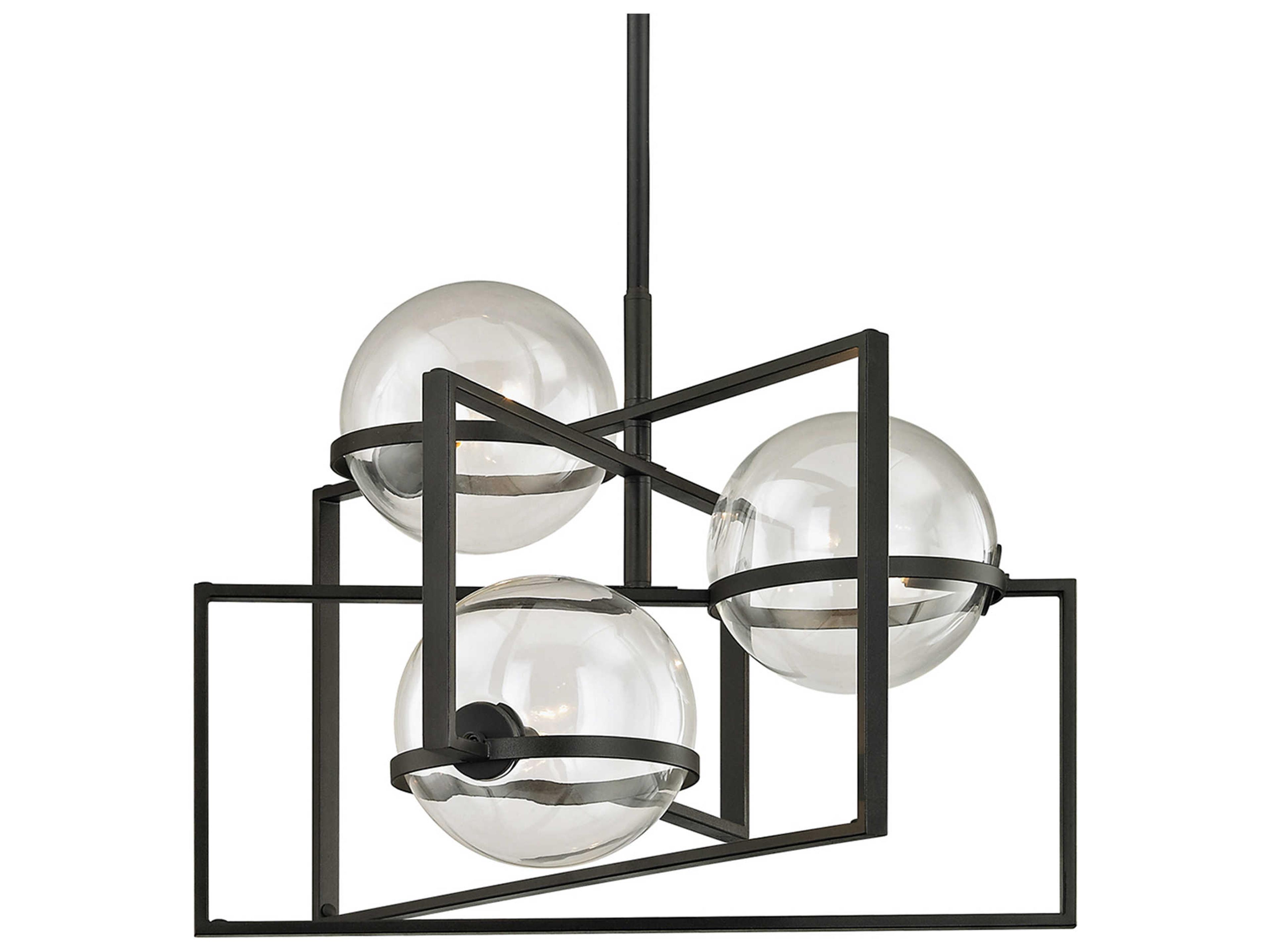 Troy Lighting Elliot 3-Light Textured Black Glass Globe Pendant