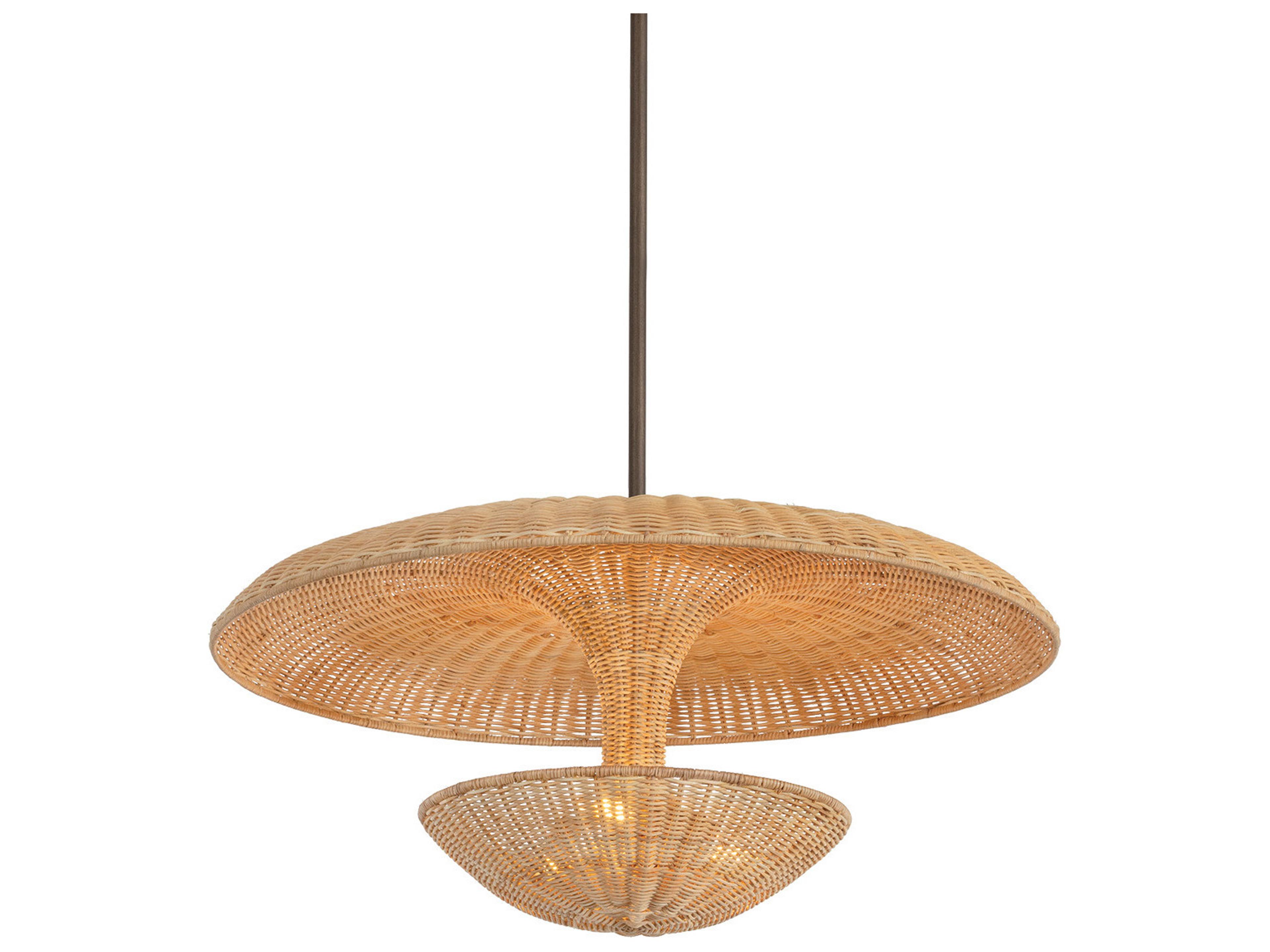 Draco 3-Light Bronze Leaf Bowl Geometric Pendant