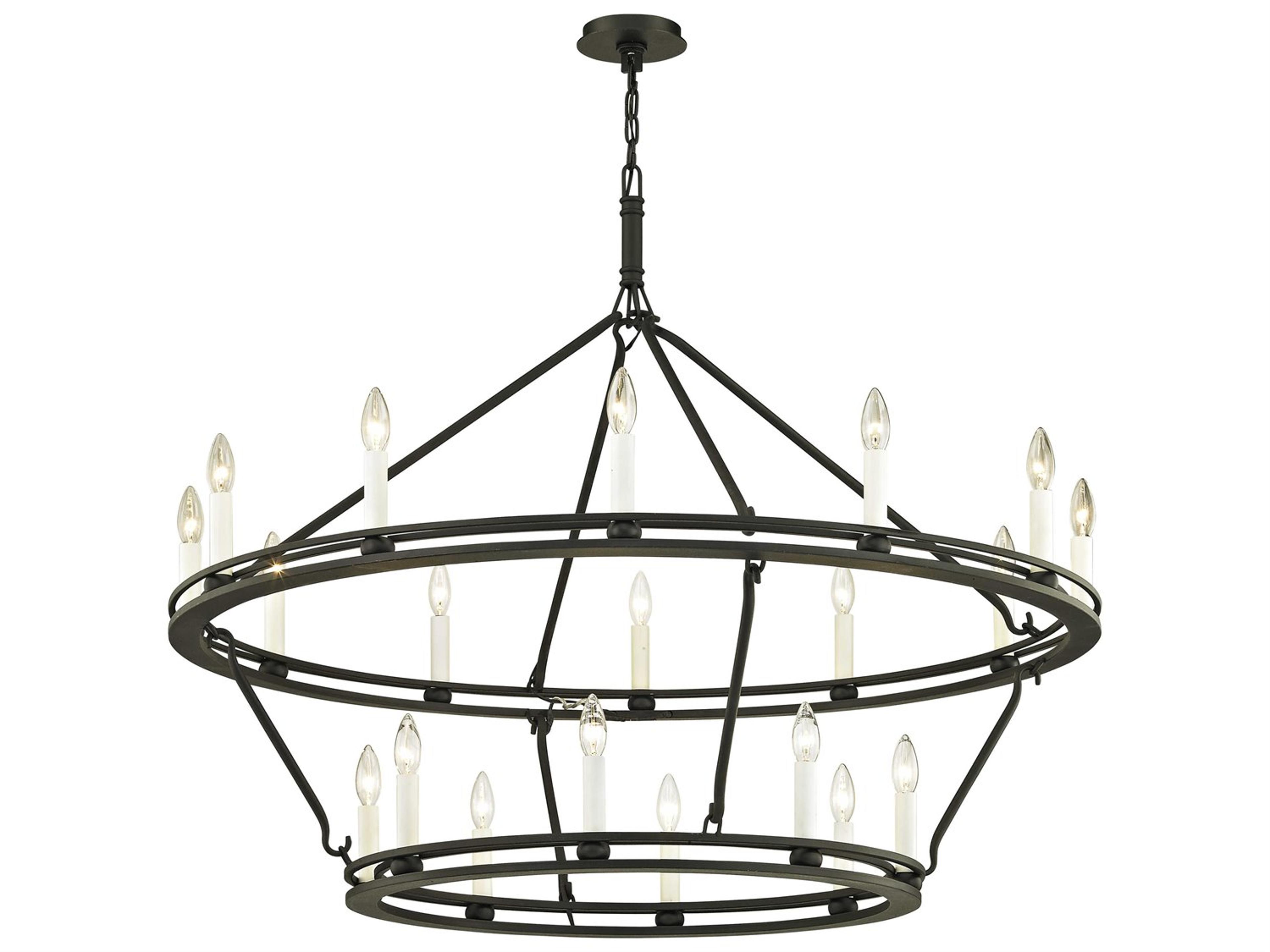 Sutton 20-Light Textured Black Candelabra Tiered Chandelier