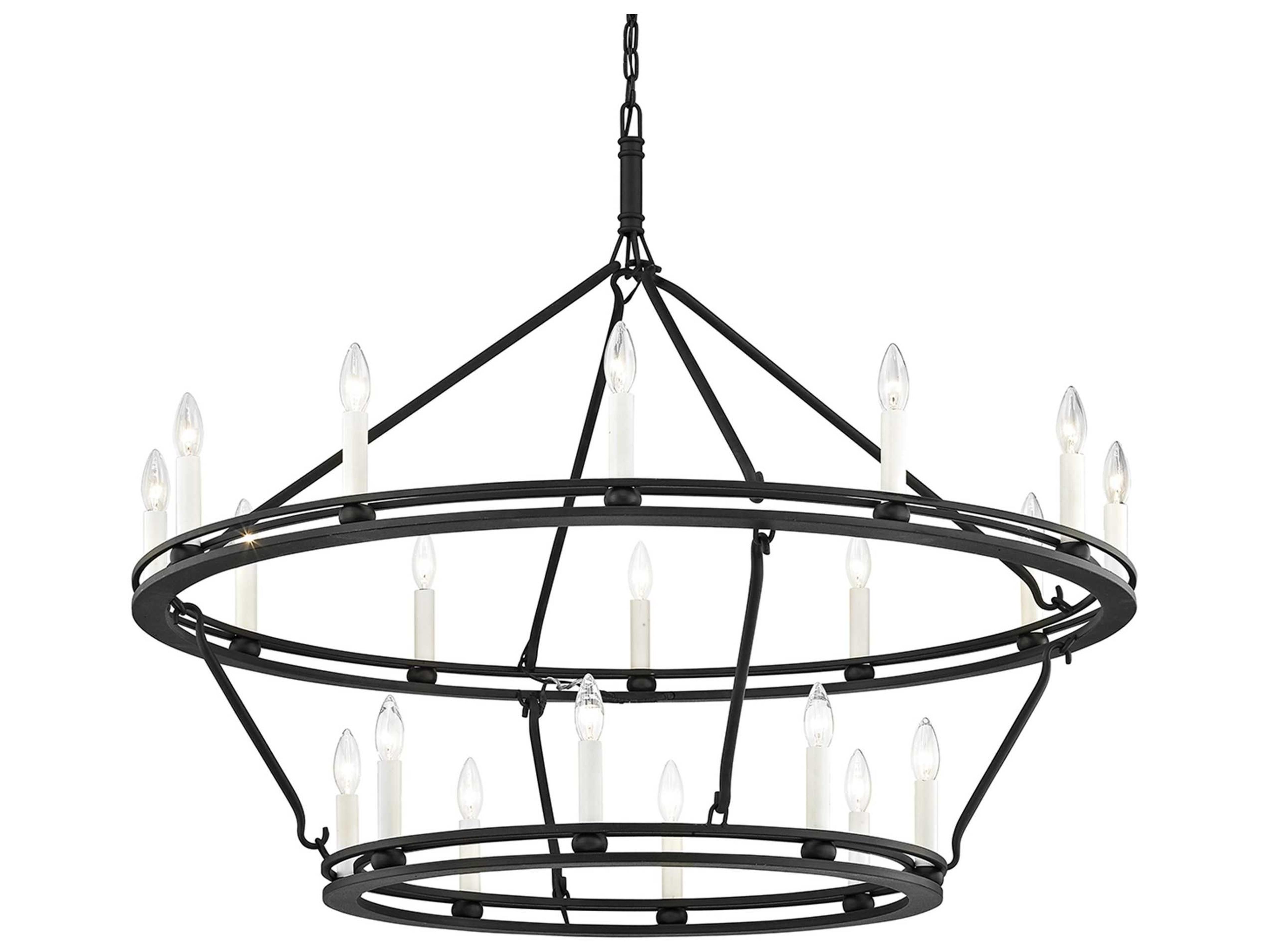 Troy Lighting Sutton 20-Light Textured Black Candelabra Tiered Chandelier
