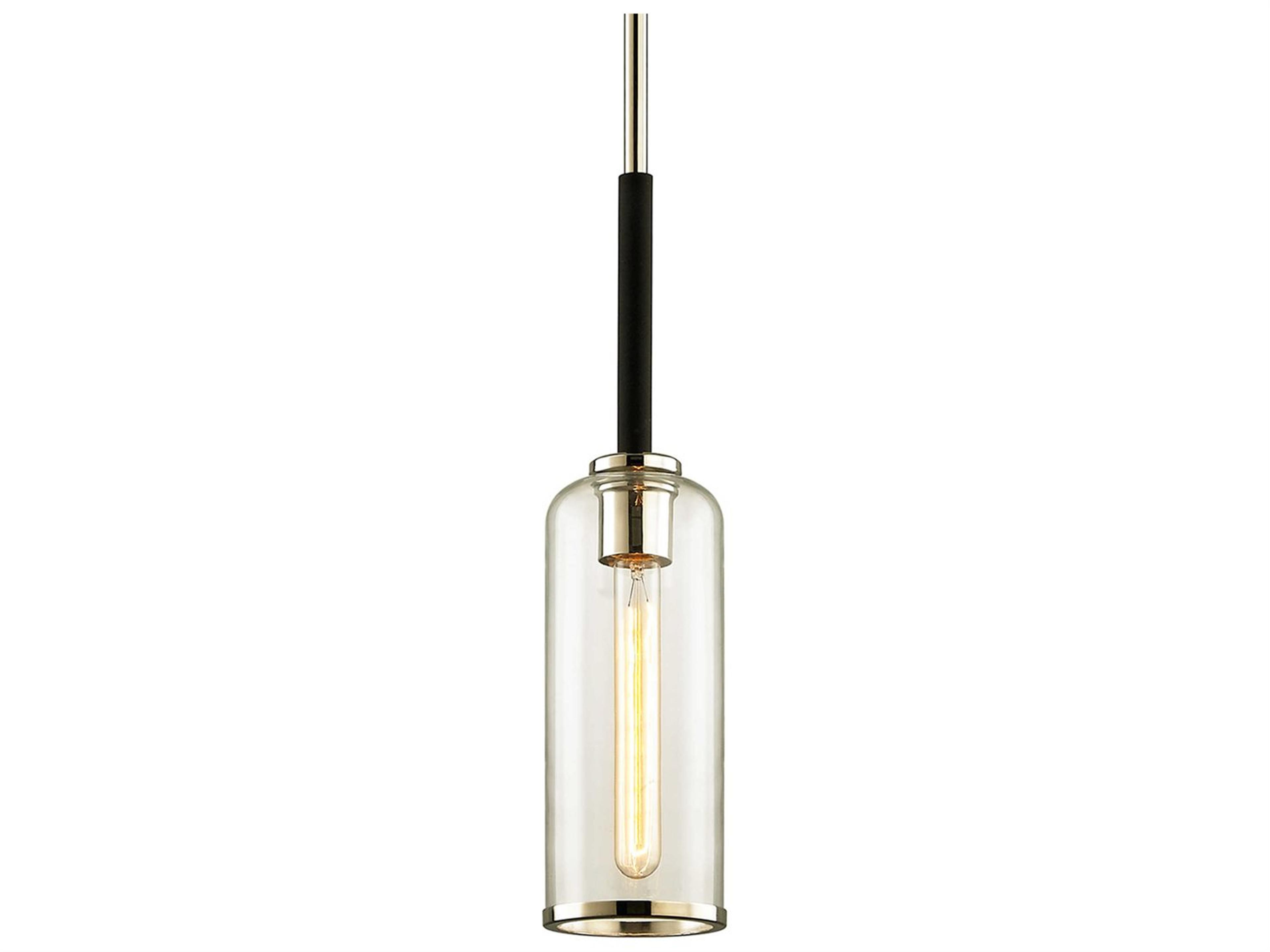 Troy Lighting Aeon 1-Light Carbide Black Glass Cylinder Mini Pendant