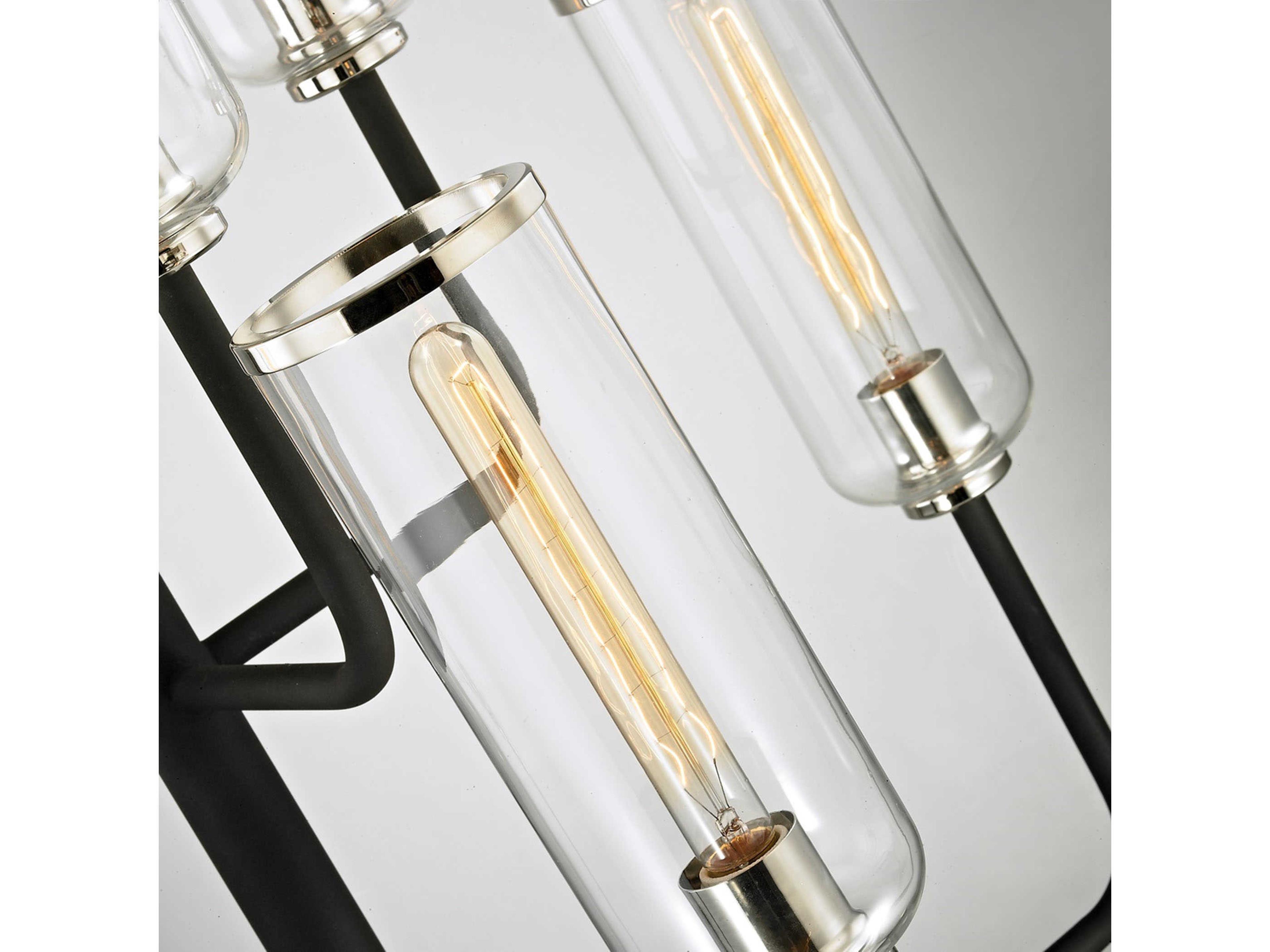 Troy Lighting Aeon 8-Light Carbide Black Glass Cylinder Tiered Chandelier