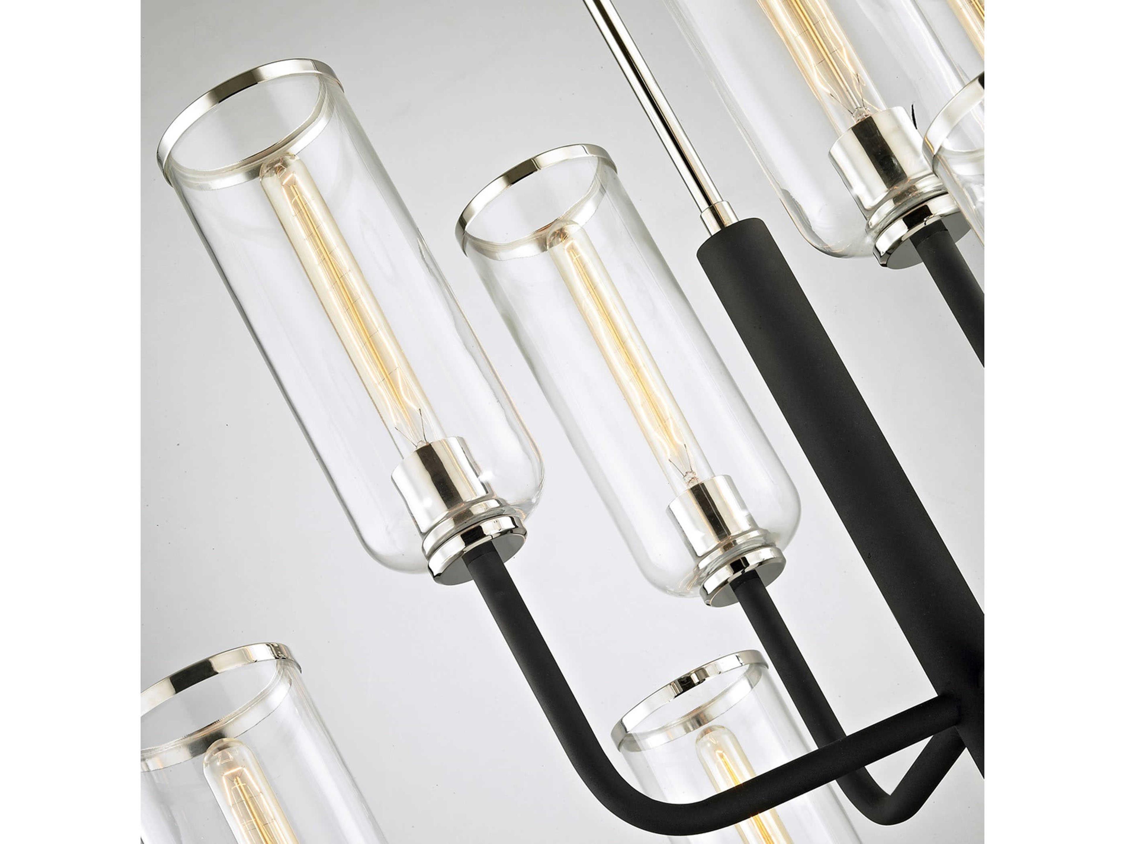 Troy Lighting Aeon 8-Light Carbide Black Glass Cylinder Tiered Chandelier