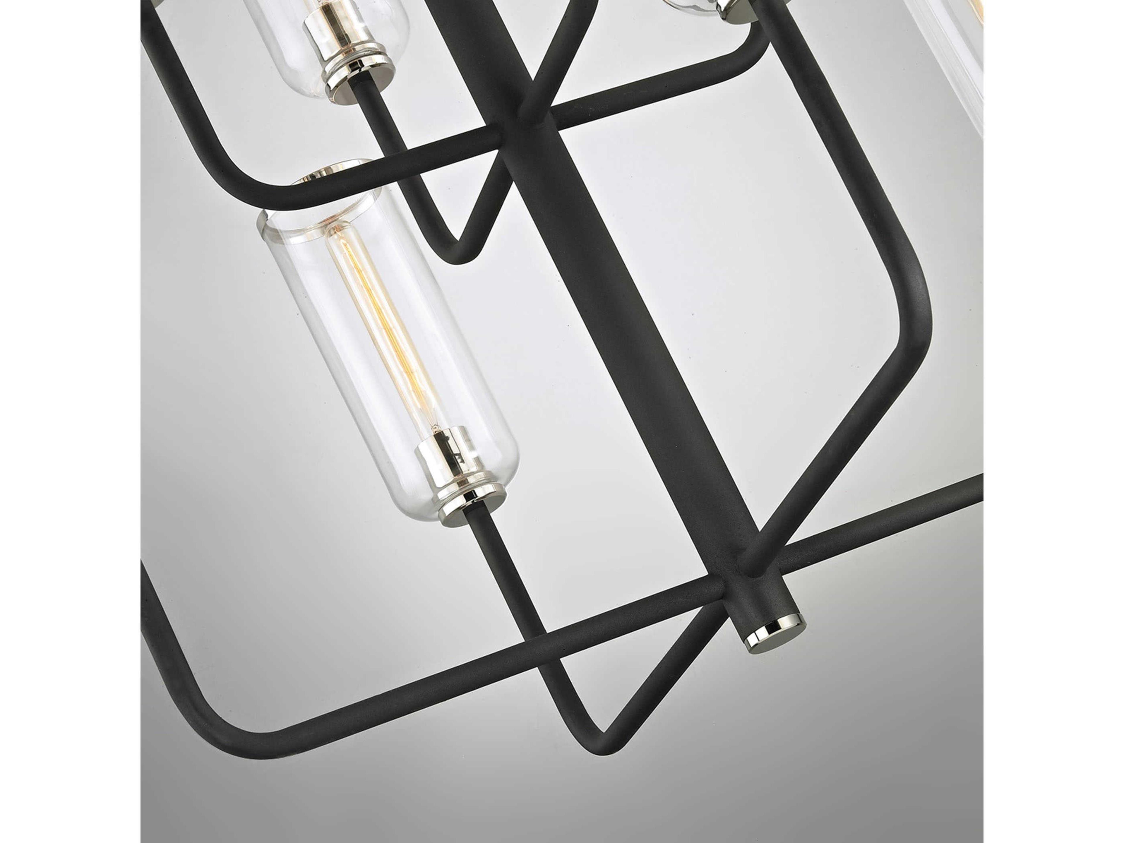 Troy Lighting Aeon 8-Light Carbide Black Glass Cylinder Tiered Chandelier