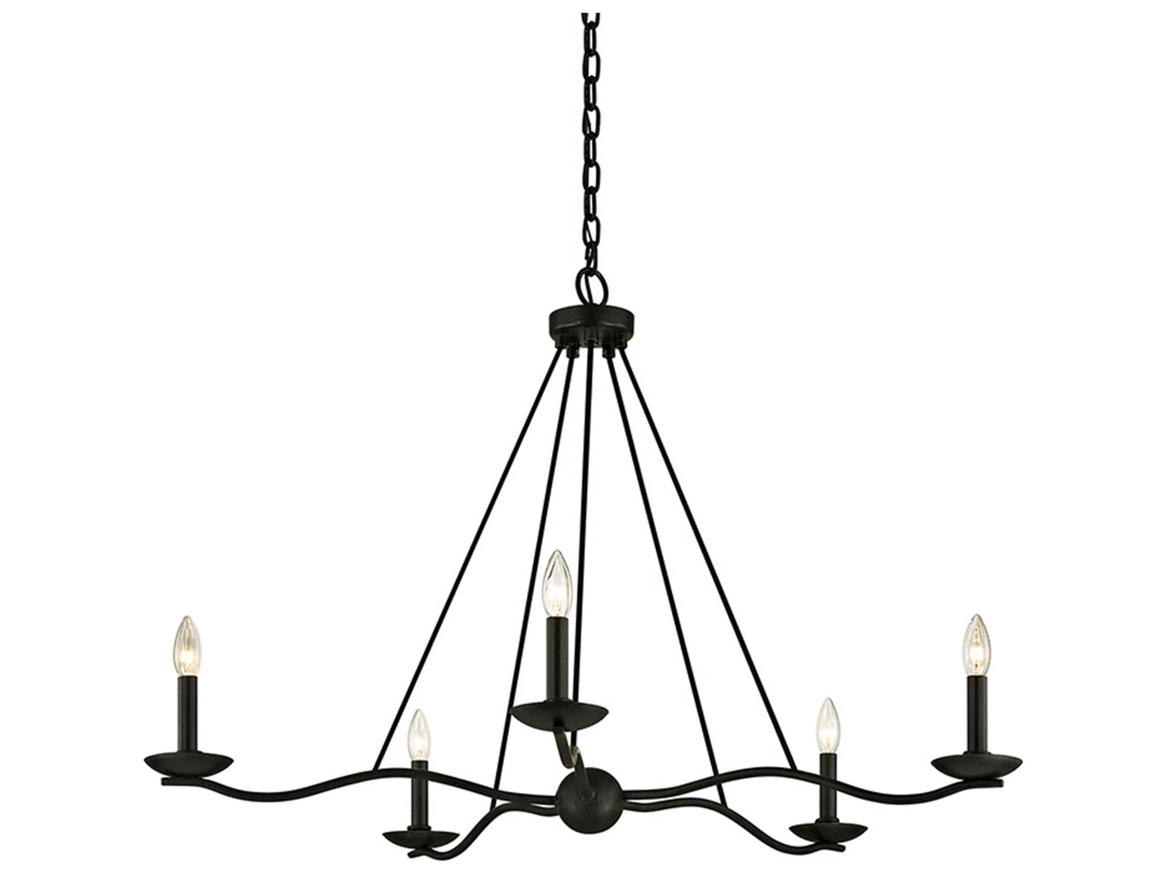 Troy Lighting Sawyer 5-Light Forged Iron Black Candelabra Chandelier