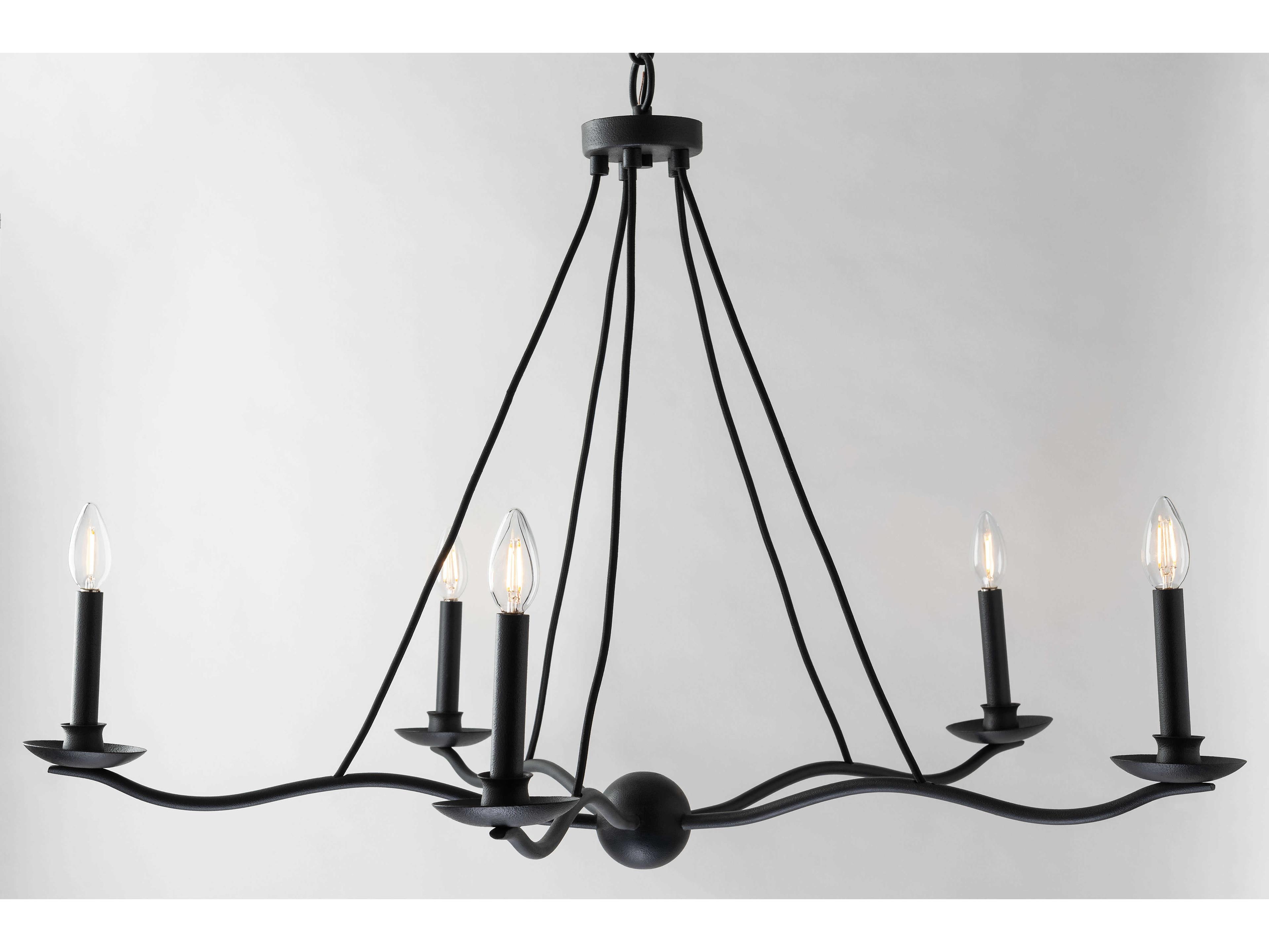 Troy Lighting Sawyer 5-Light Forged Iron Black Candelabra Chandelier