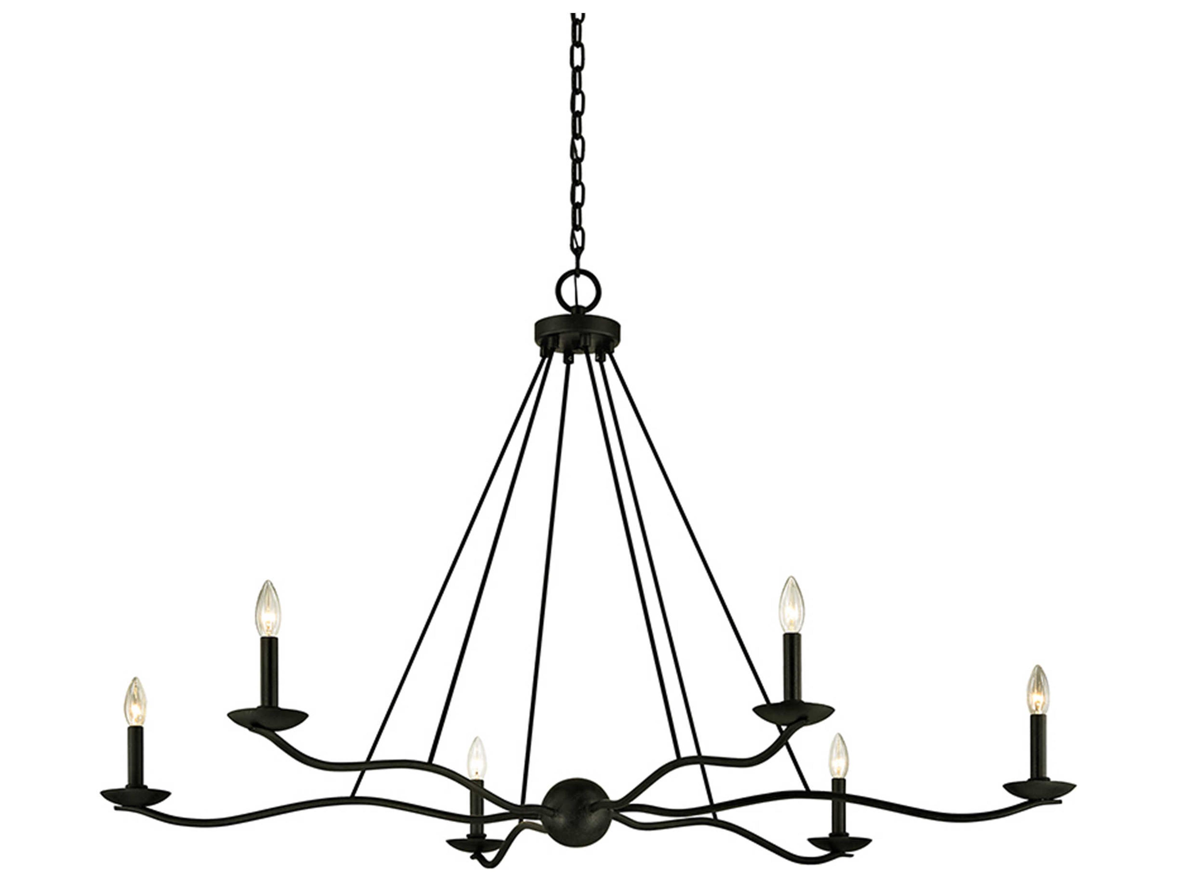 Troy Lighting Sawyer 6-Light Forged Iron Black Candelabra Chandelier