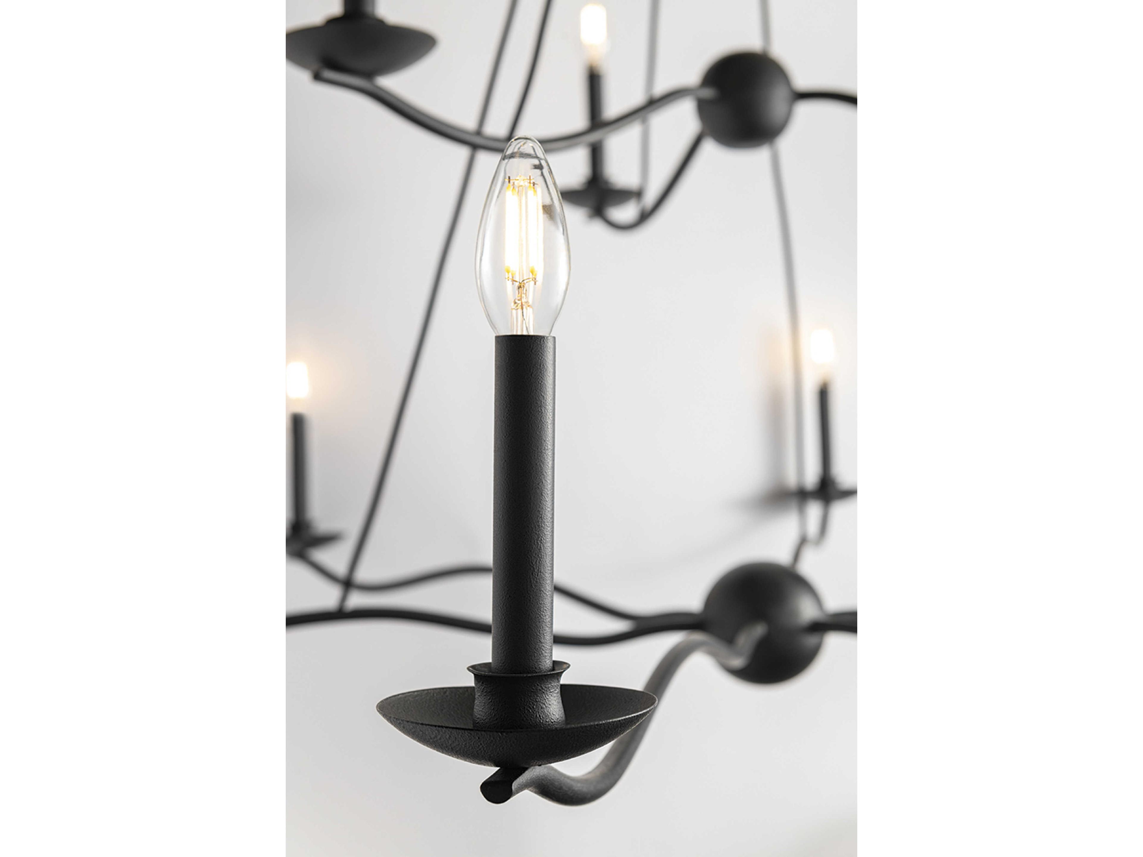 Troy Lighting Sawyer 9-Light Forged Iron Black Candelabra Chandelier