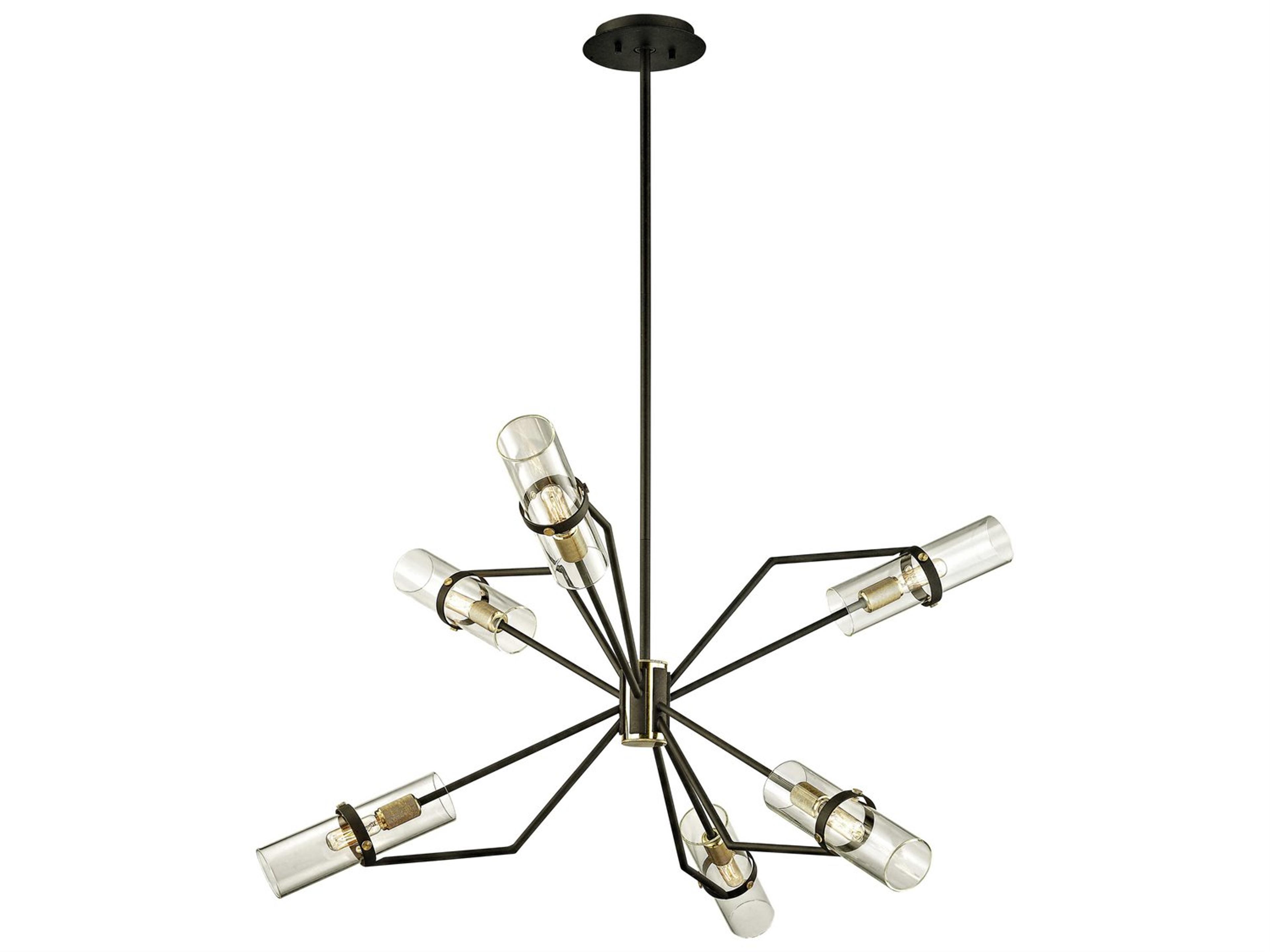 Raef 6 Light Chandelier in Textured Bronze and Brushed Brass