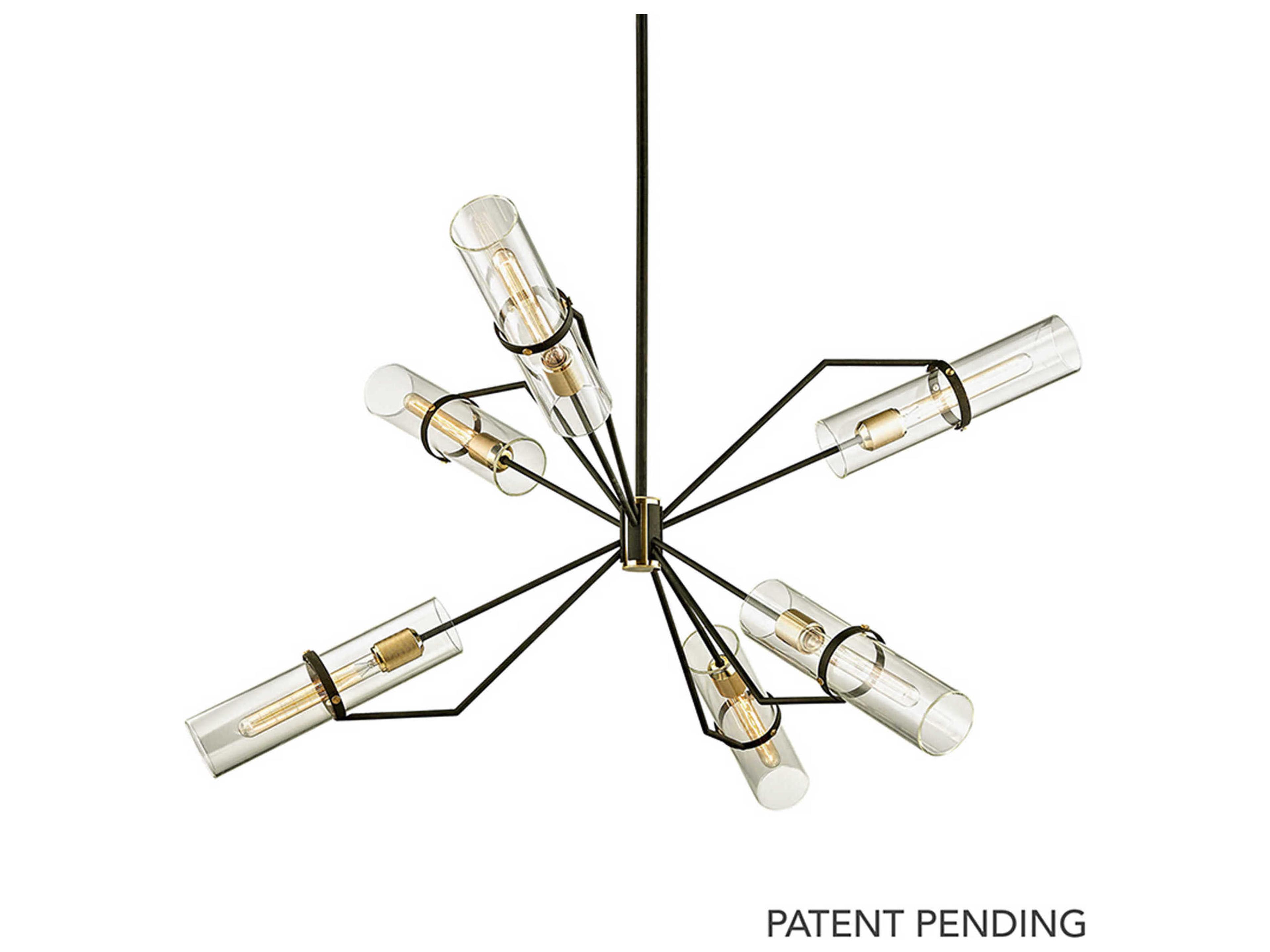 Troy Lighting Raef 6-Light Textured Bronze Glass Cylinder Chandelier