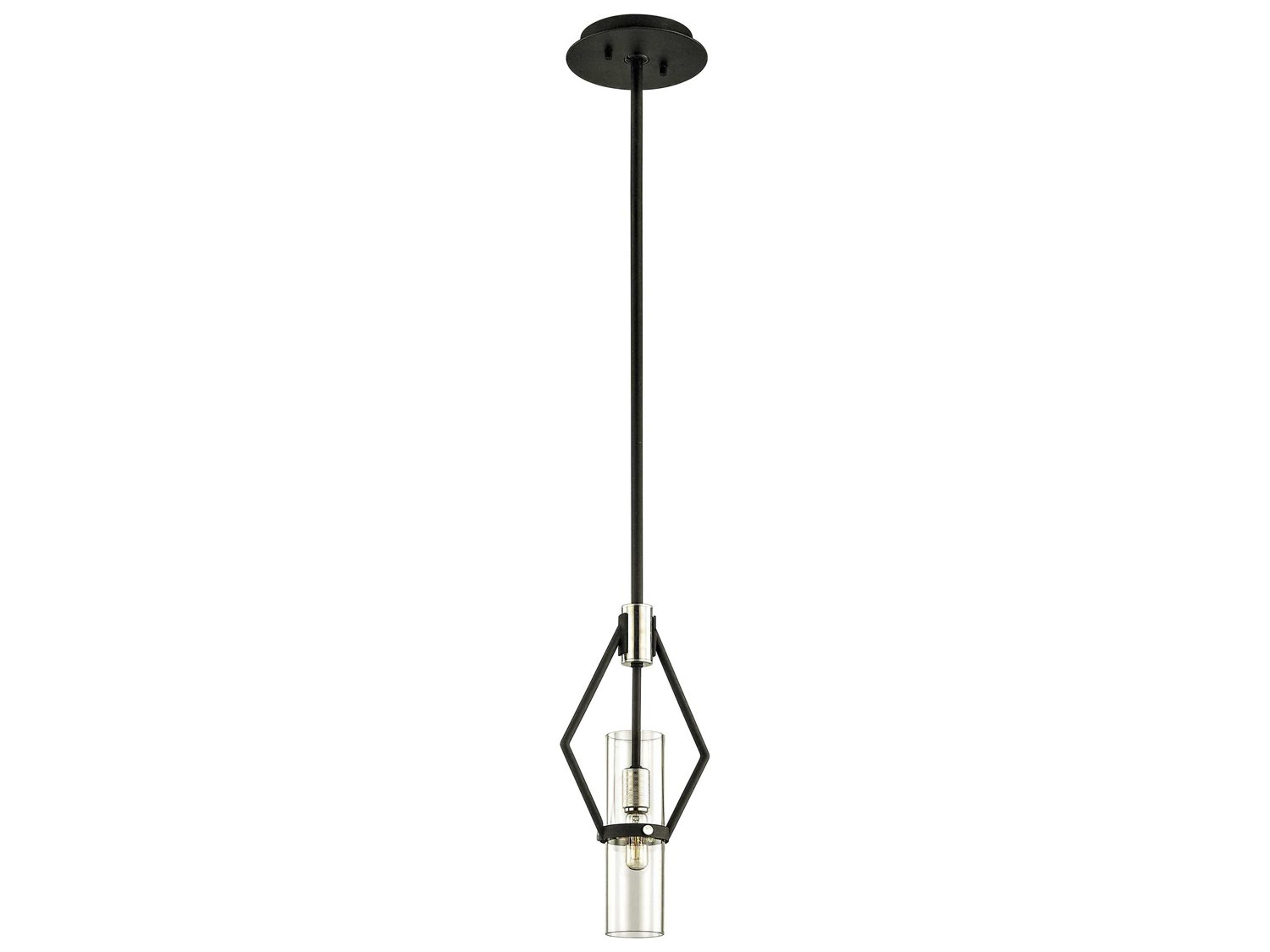 Raef Pendant Light in Textured Black and Polished Nickel