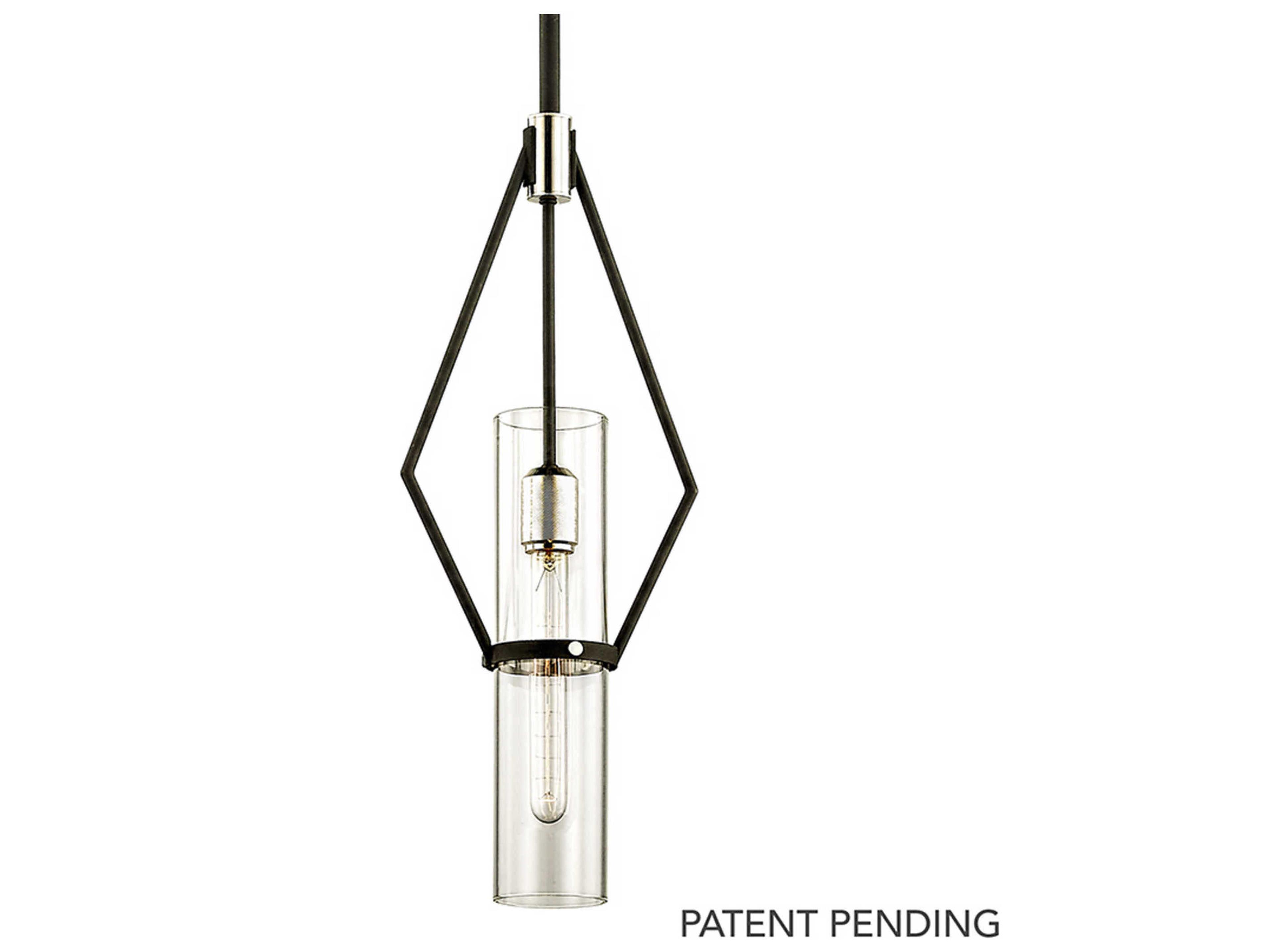 Troy Lighting Raef 1-Light Textured Black Glass Cylinder Mini Pendant