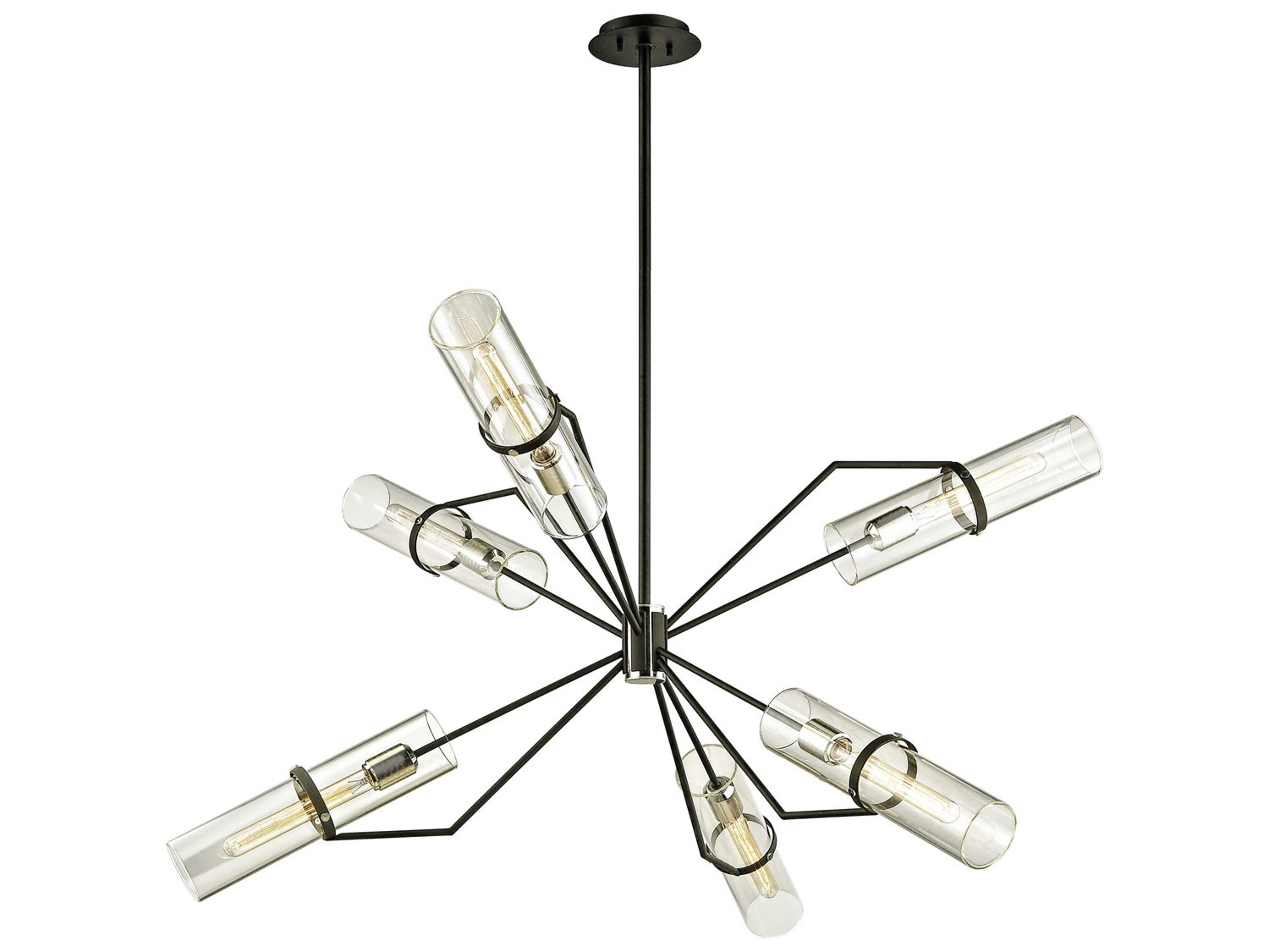 Raef 6-Light Textured Black Glass Cylinder Chandelier