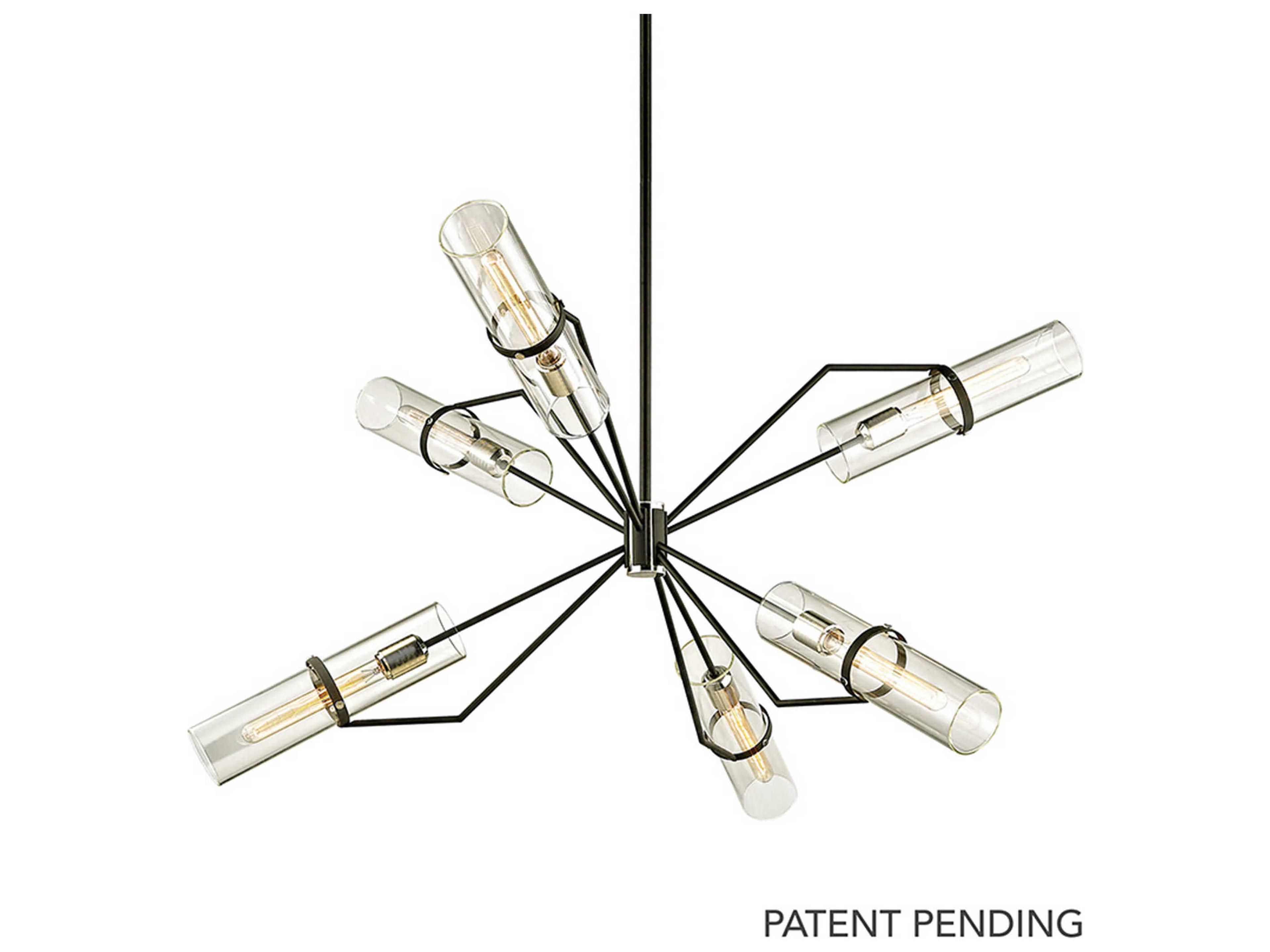 Troy Lighting Raef 6-Light Textured Black Glass Cylinder Chandelier