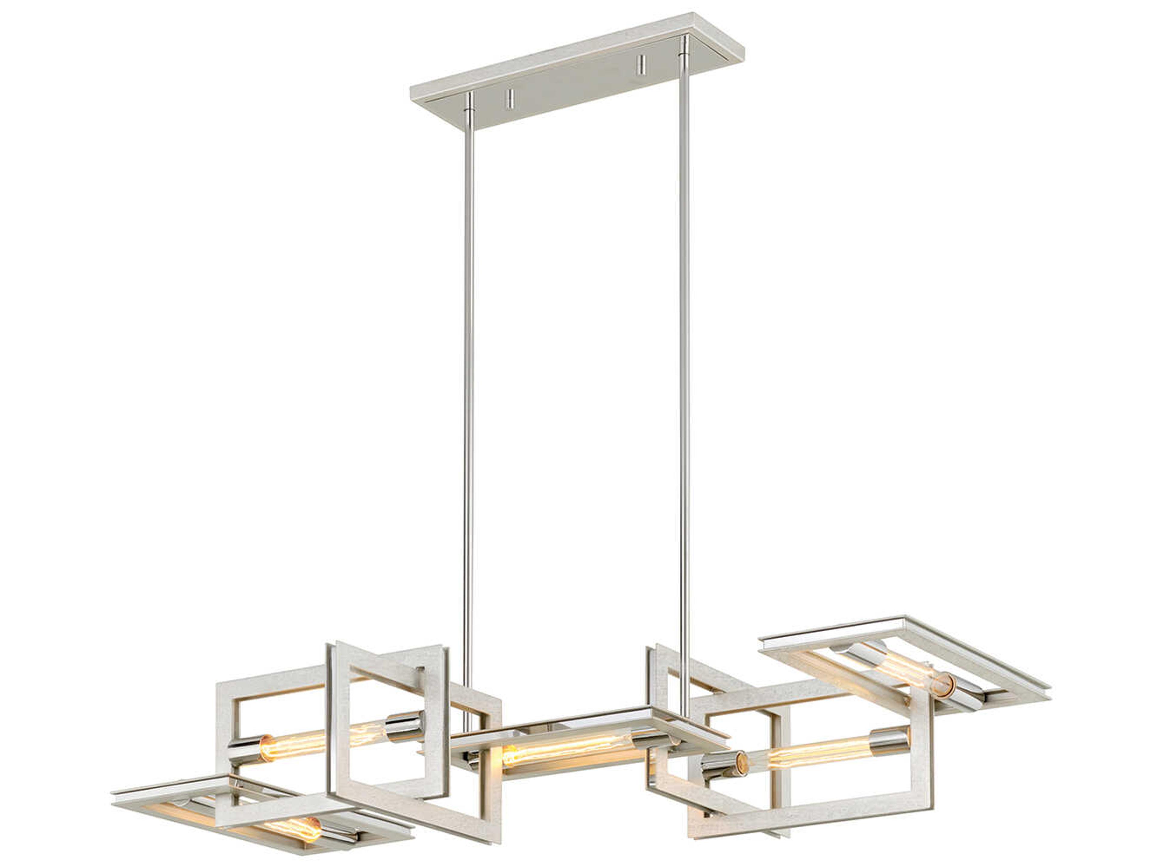 Enigma Linear Chandelier in Silver Leaf and Stainless Steel