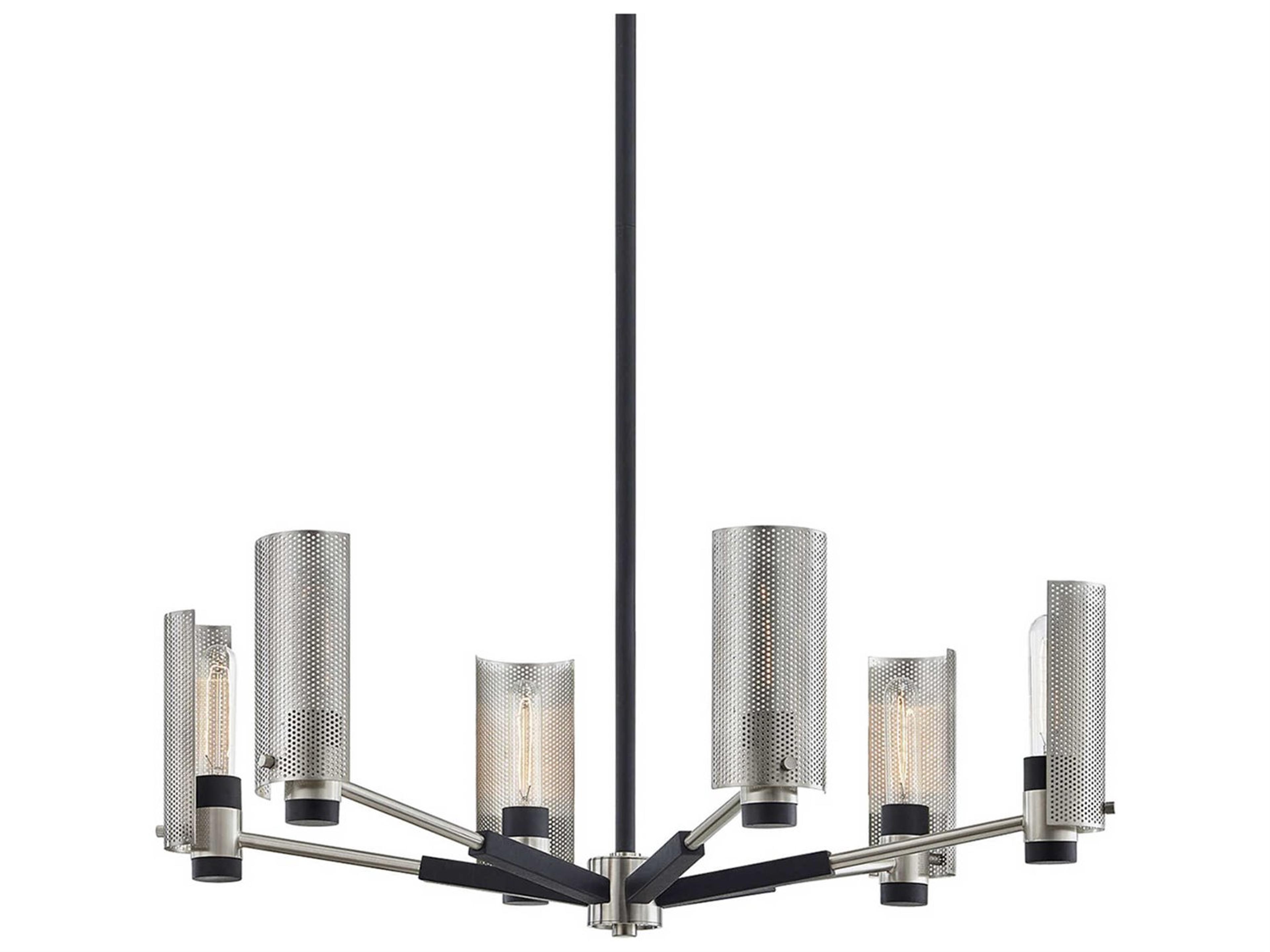 Pilsen 6-Light Carbide Black Satin Nickel Cylinder Chandelier