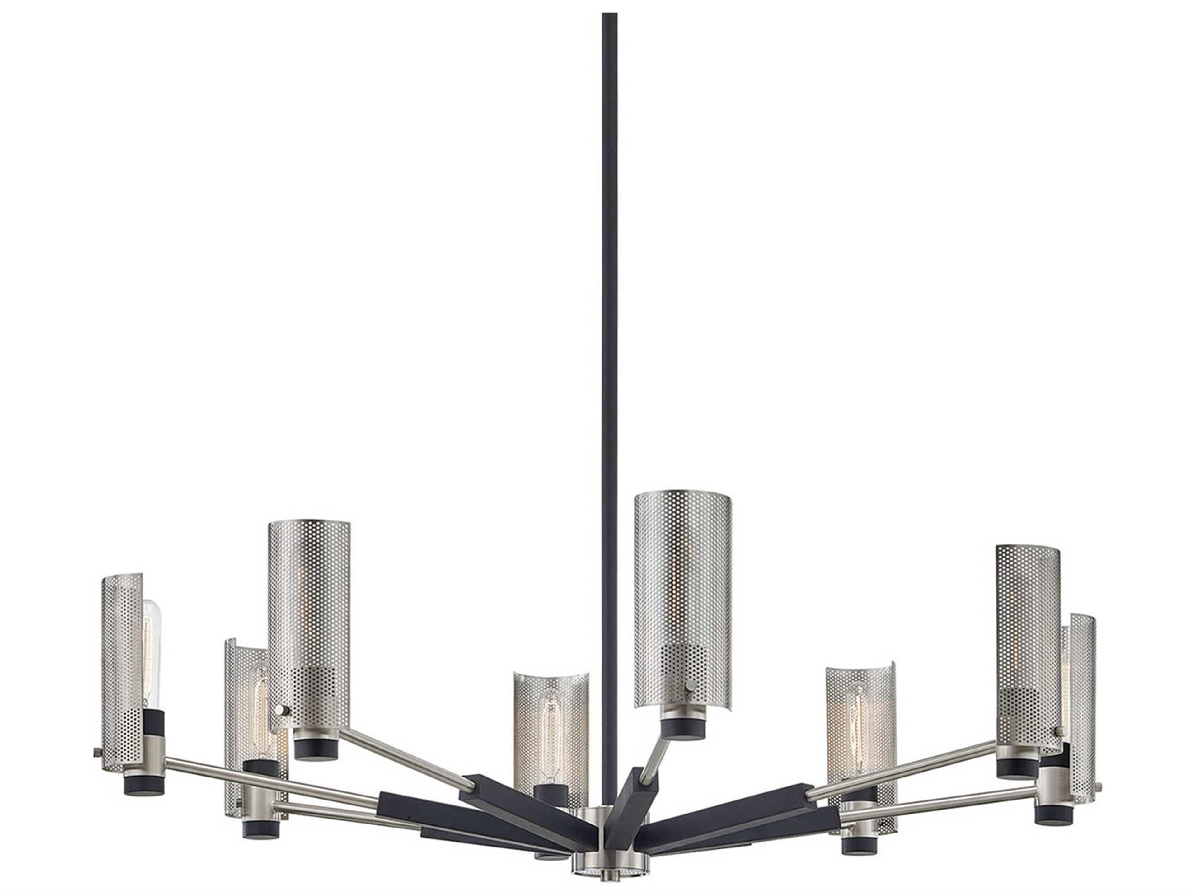 Pilsen 8-Light Carbide Black With Satin Nickel Accents Chandelier