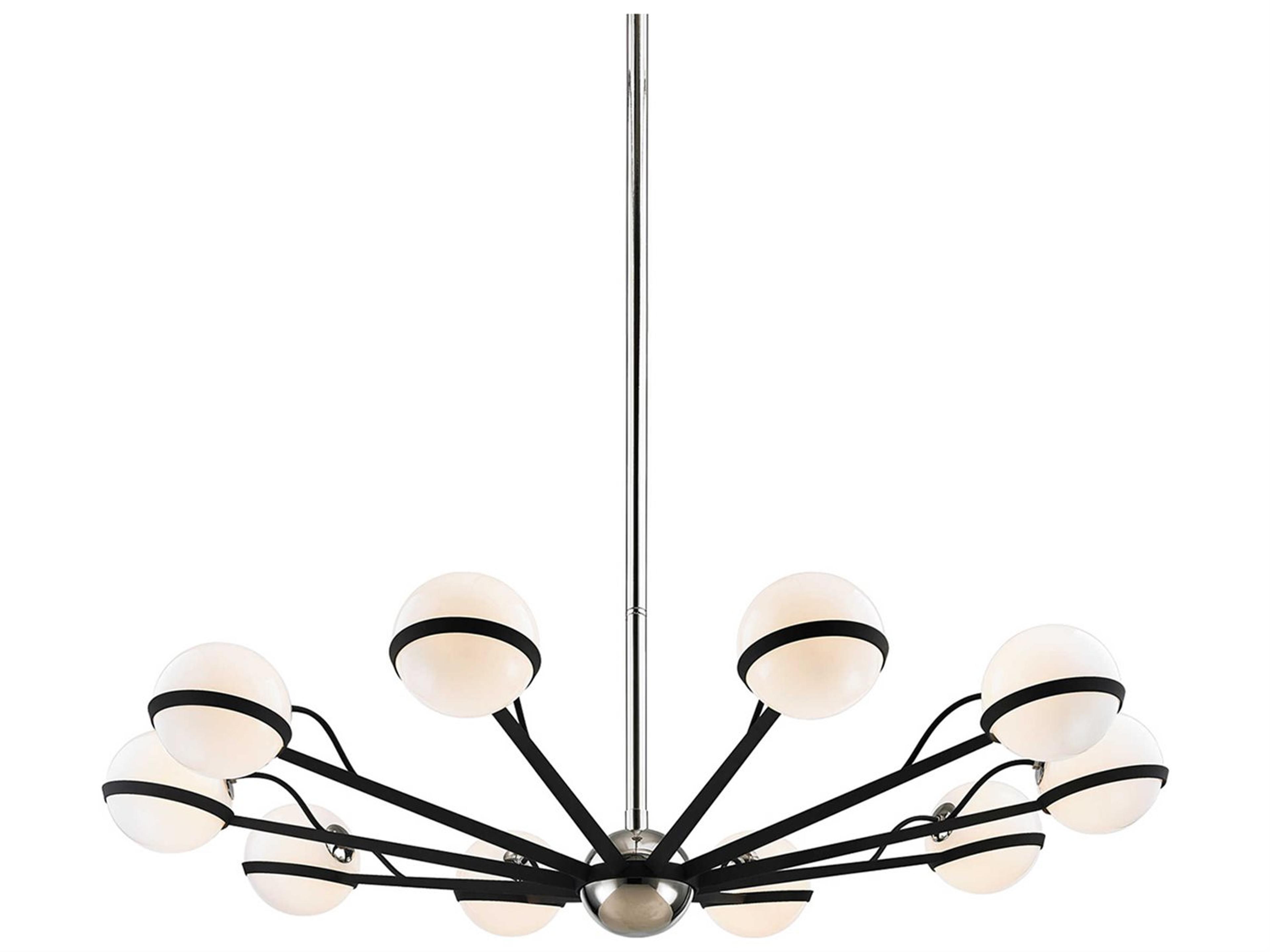 Ace 10 Light Chandelier In Textured Black and Polished Nickel