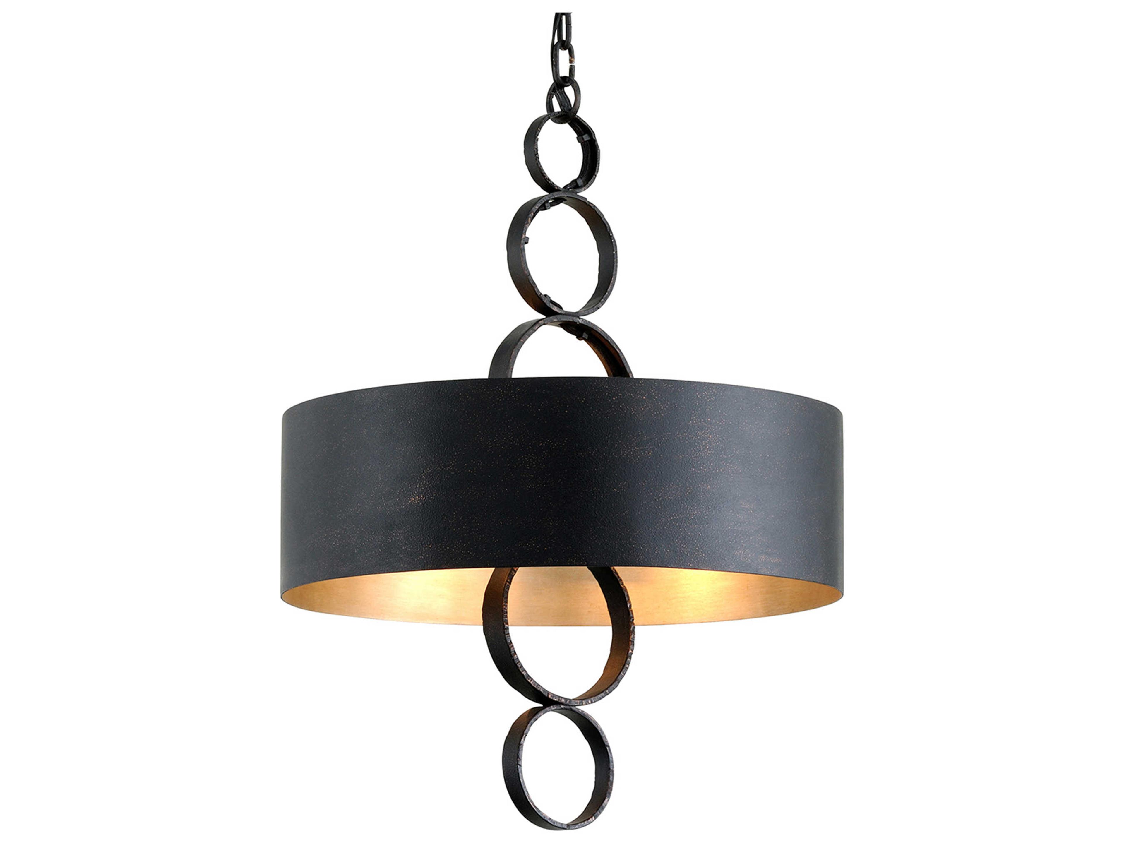 Troy Lighting Rivington 4-Light Charred Copper Drum Pendant