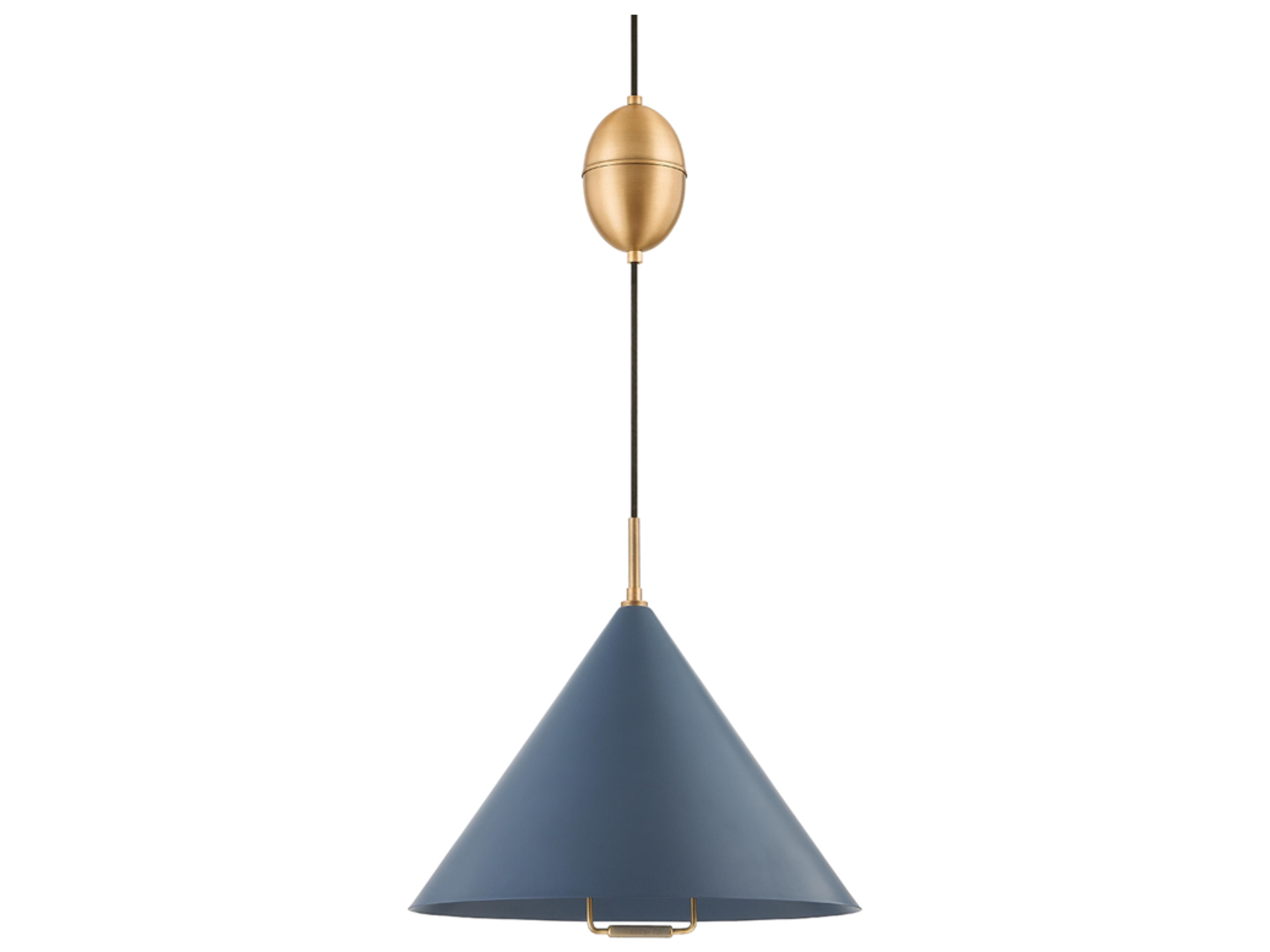 Fontana 1-Light Patina Brass Blue Pendant