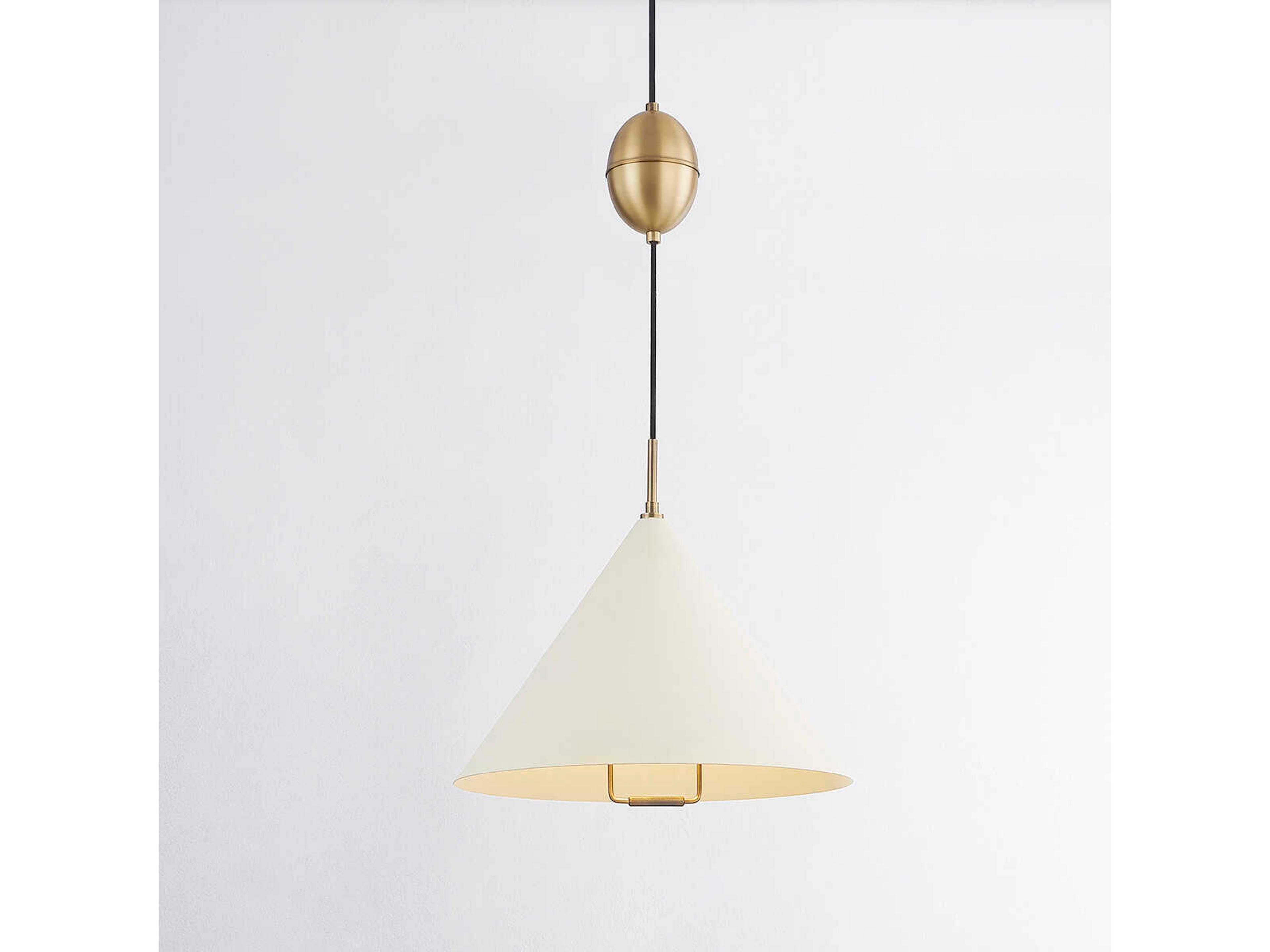 Troy Lighting Fontana 1-Light Patina Brass White Pendant