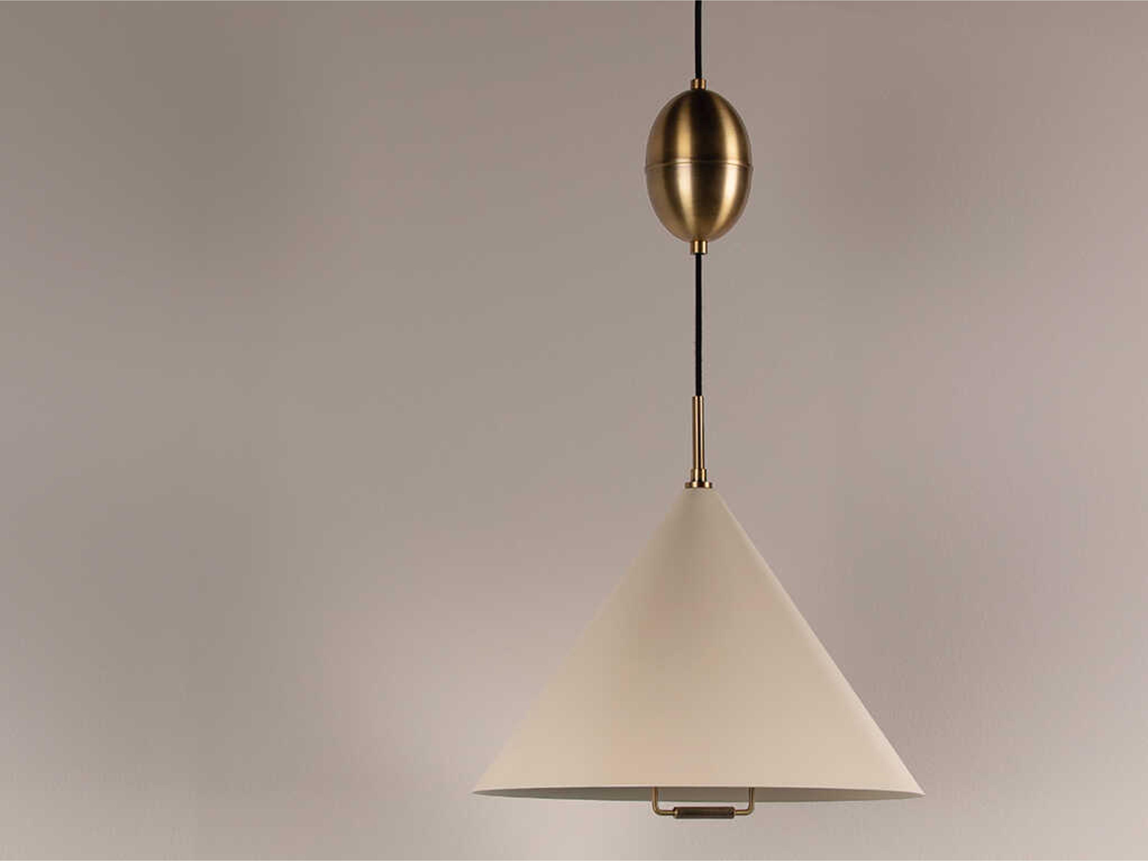 Troy Lighting Fontana 1-Light Patina Brass White Pendant
