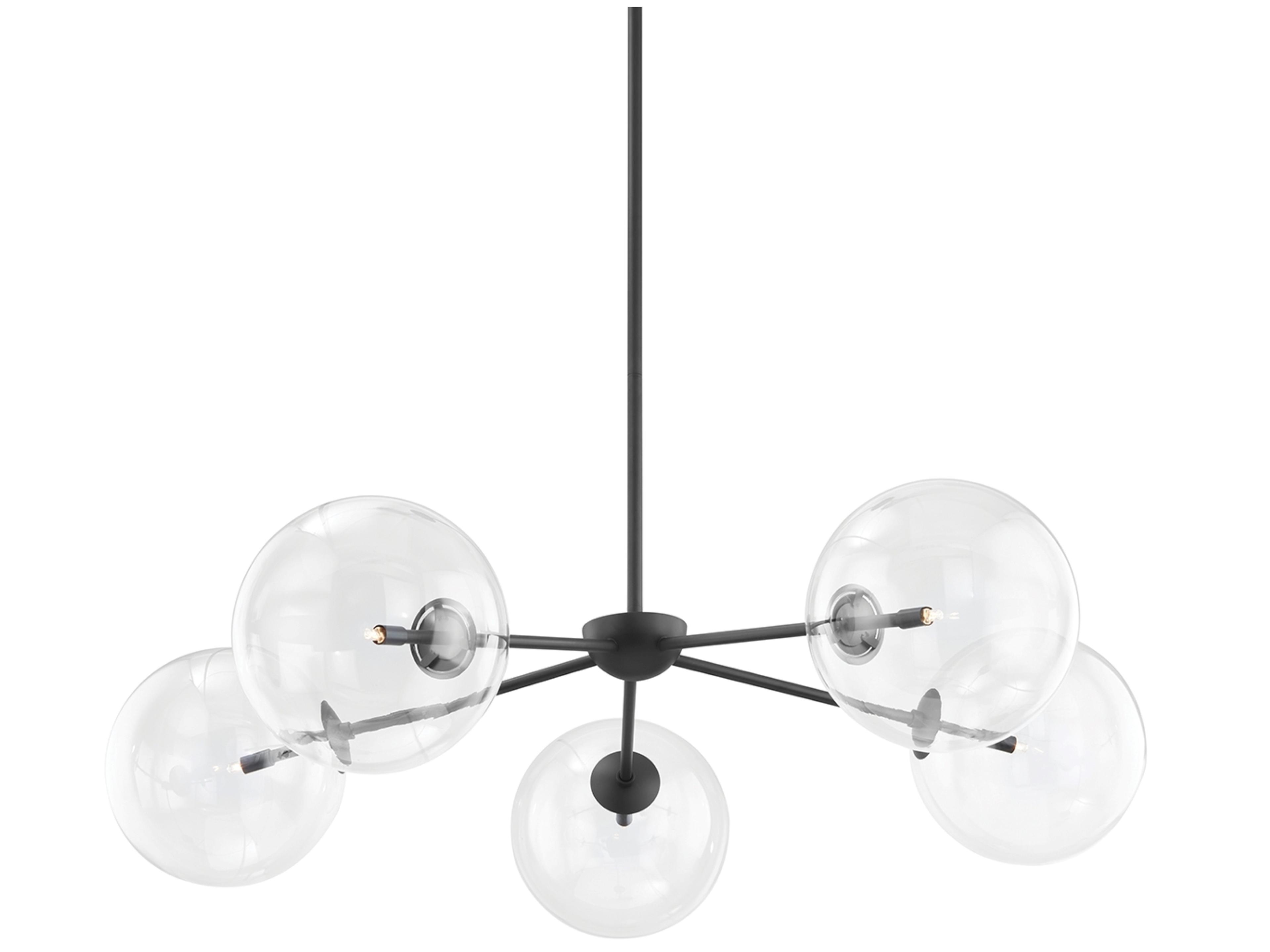 Madrid 5-Light Soft Black Glass Globe Chandelier