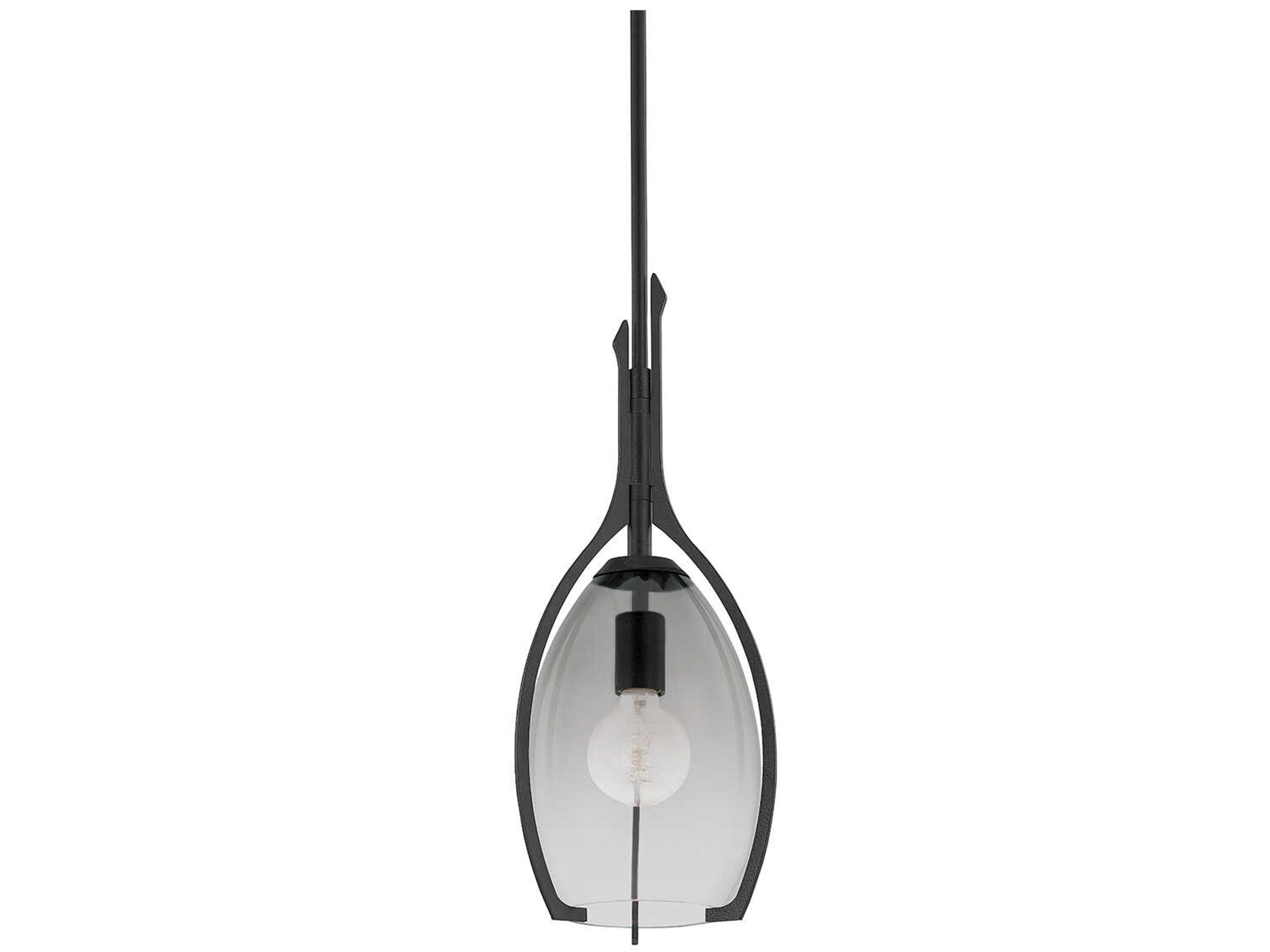 Pacifica 1-Light Forged Iron Black Glass Mini Pendant