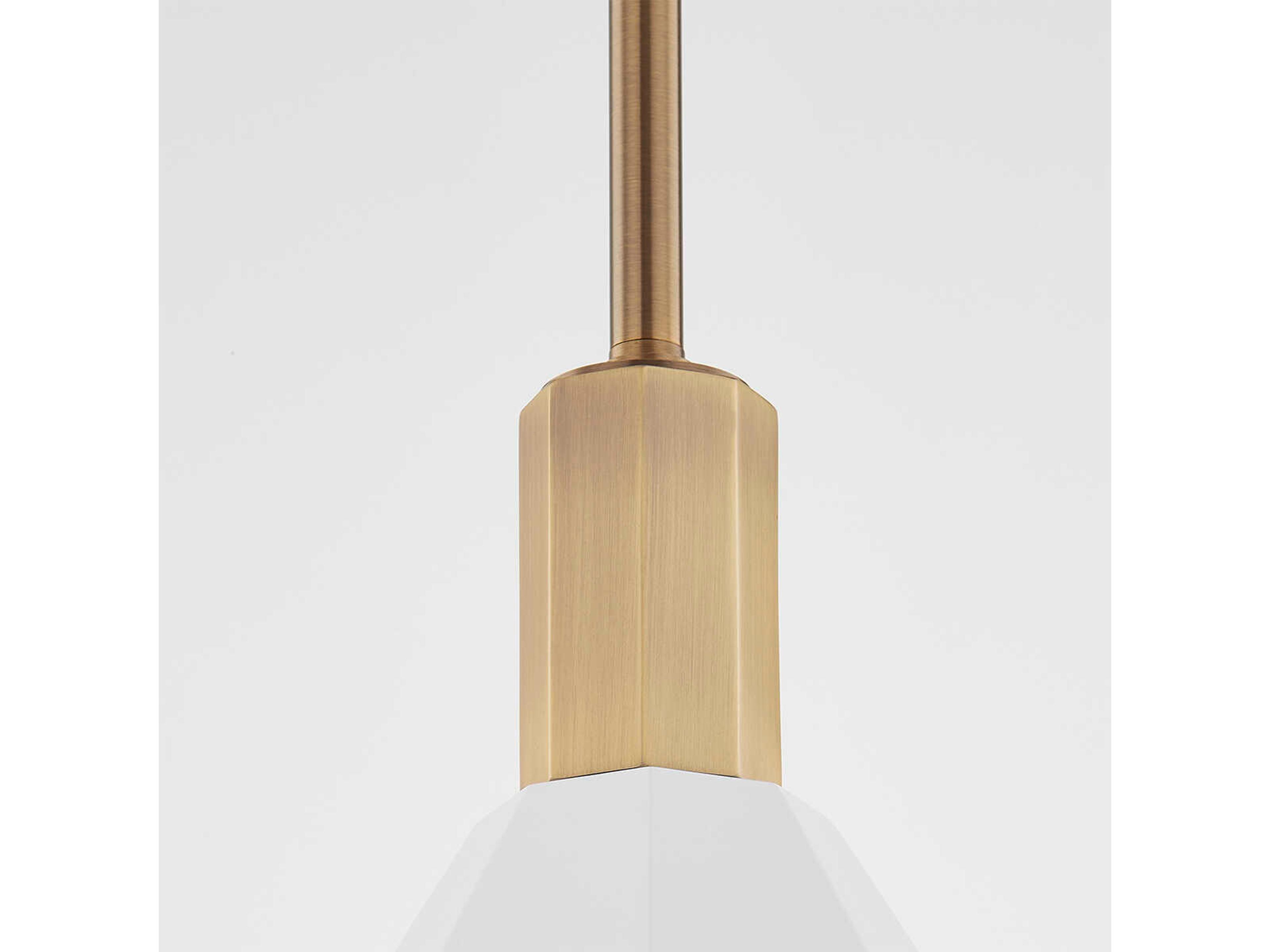 Troy Lighting Huntley 1-Light Patina Brass White Pendant