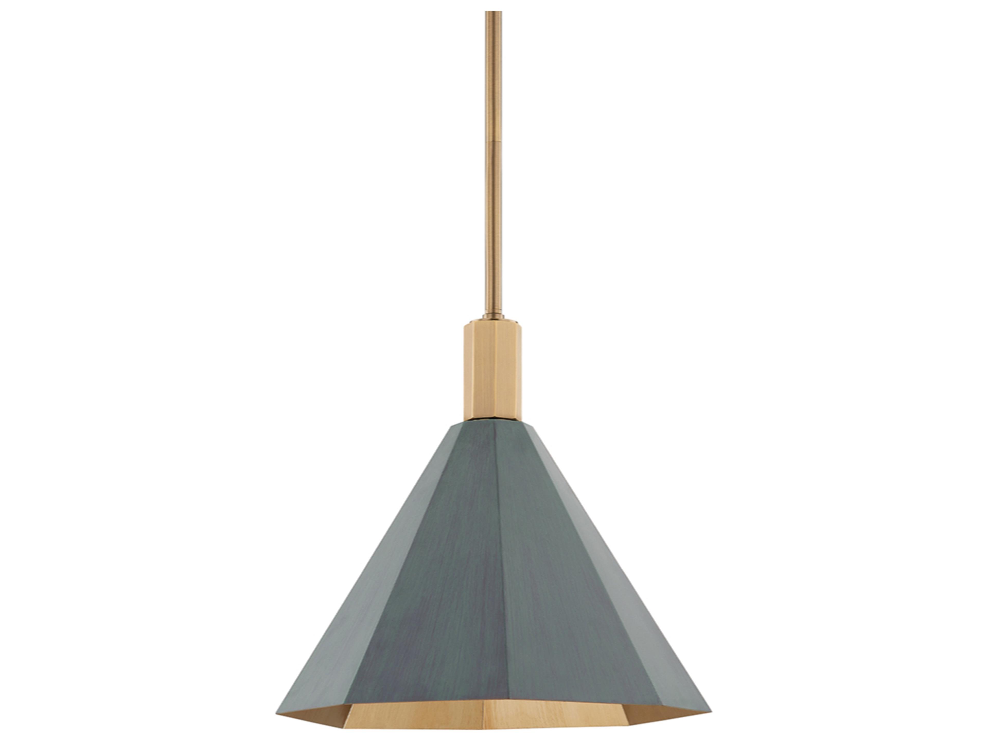 Huntley 1-Light Patina Brass Gray Pendant