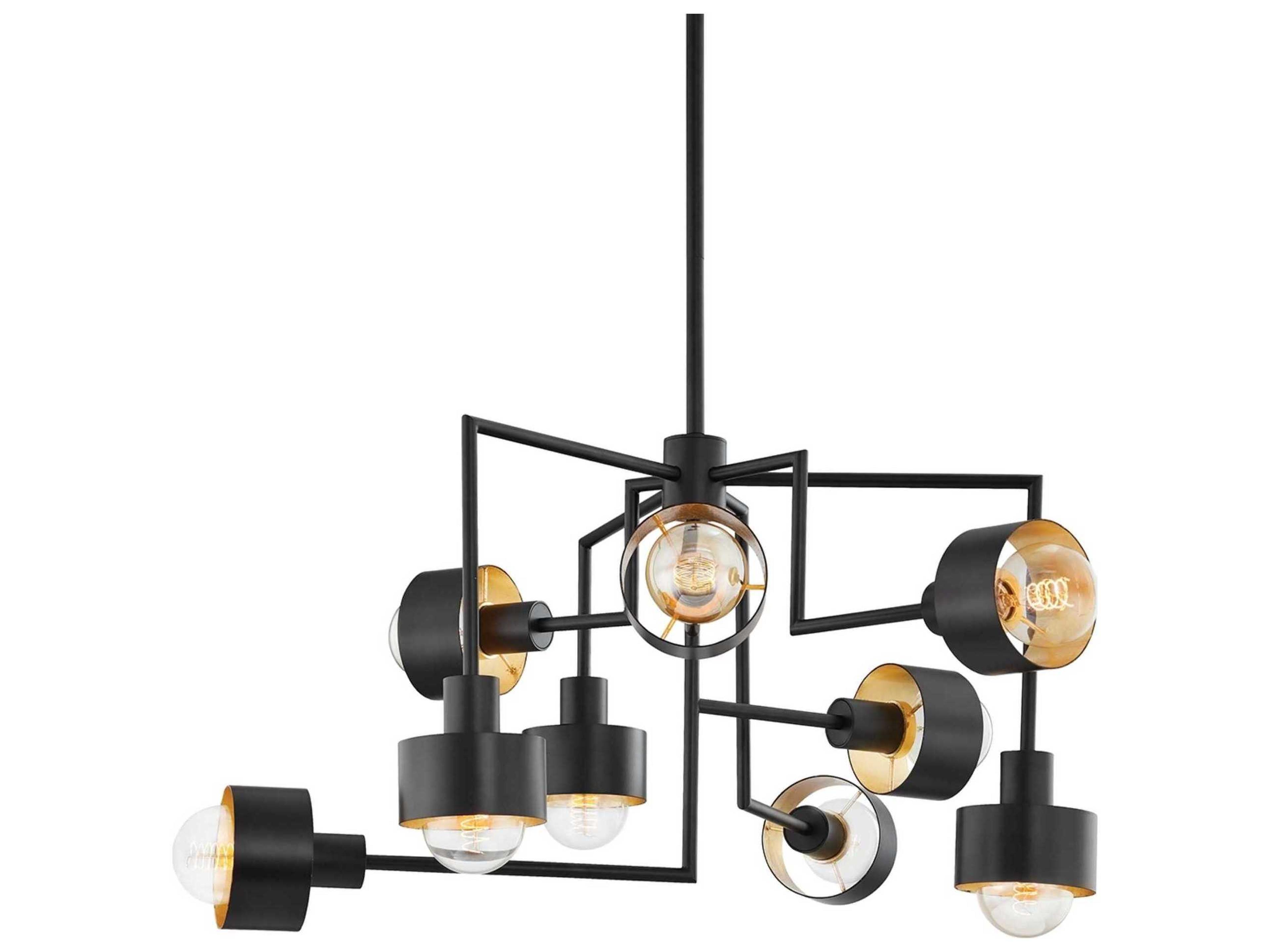 North 9-Light Soft Black Gold Leaf Chandelier