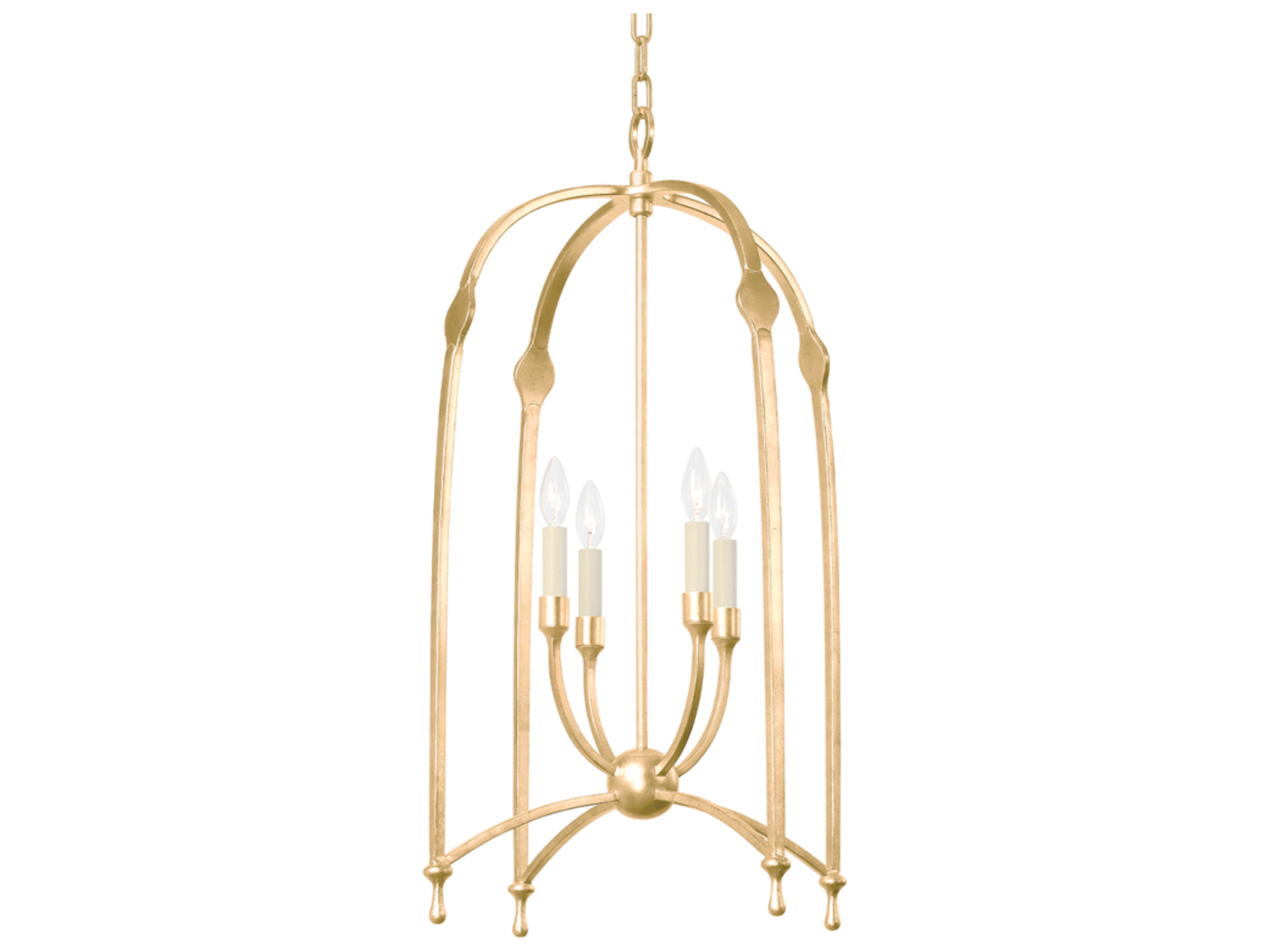 Rhett 4-Light Vintage Gold Leaf Candelabra Chandelier