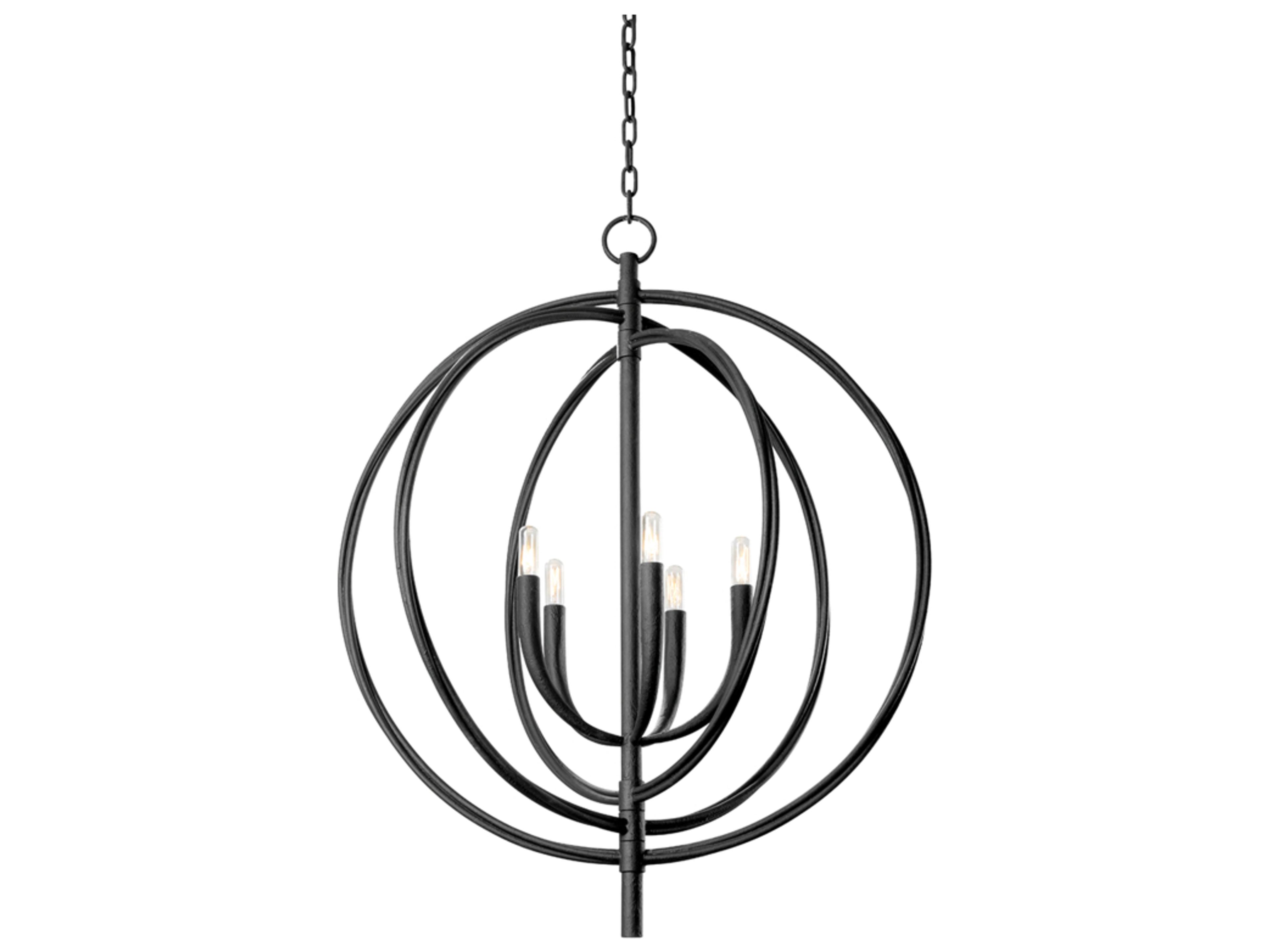 Fillea 5-Light Black Iron Globe Chandelier