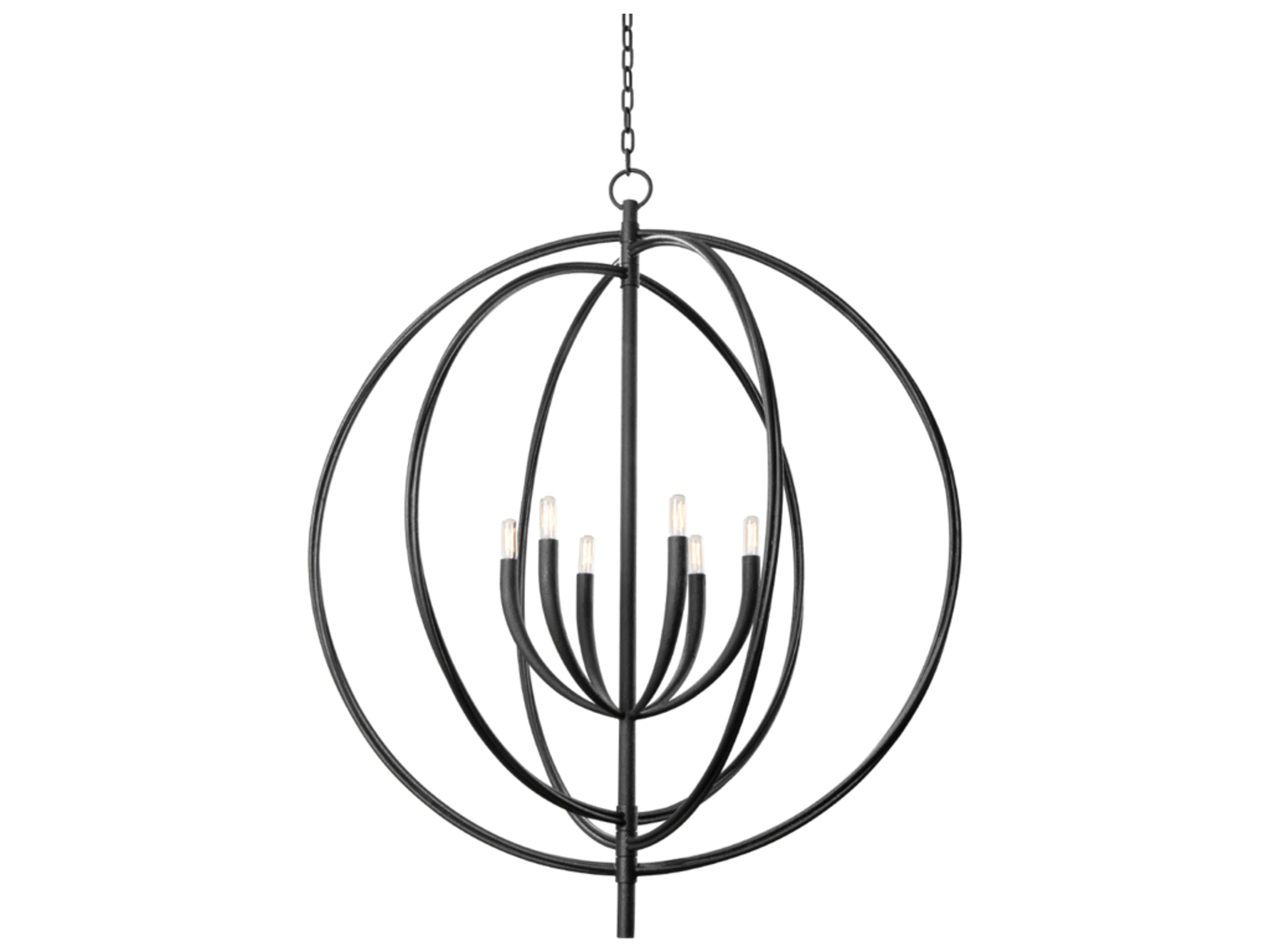 Troy Lighting Fillea 6-Light Black Iron Globe Chandelier