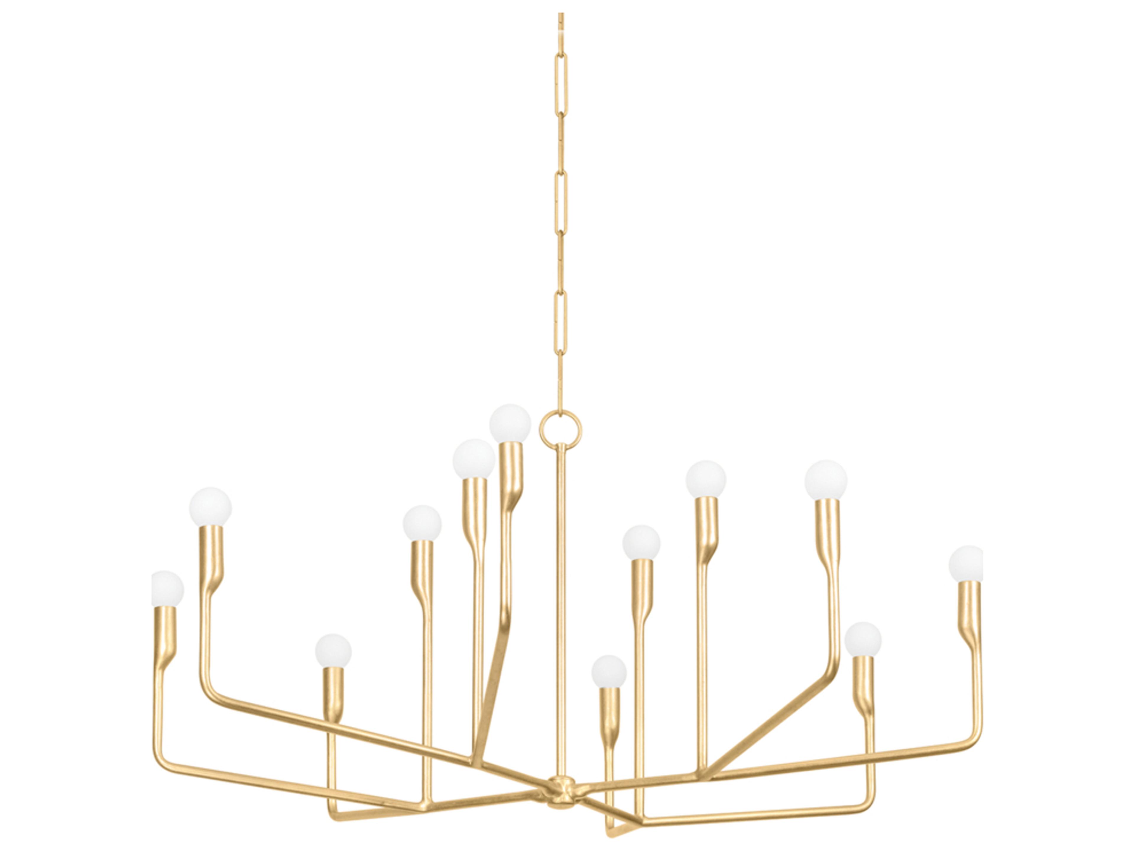 Norman 12-Light Vintage Gold Leaf Candelabra Chandelier