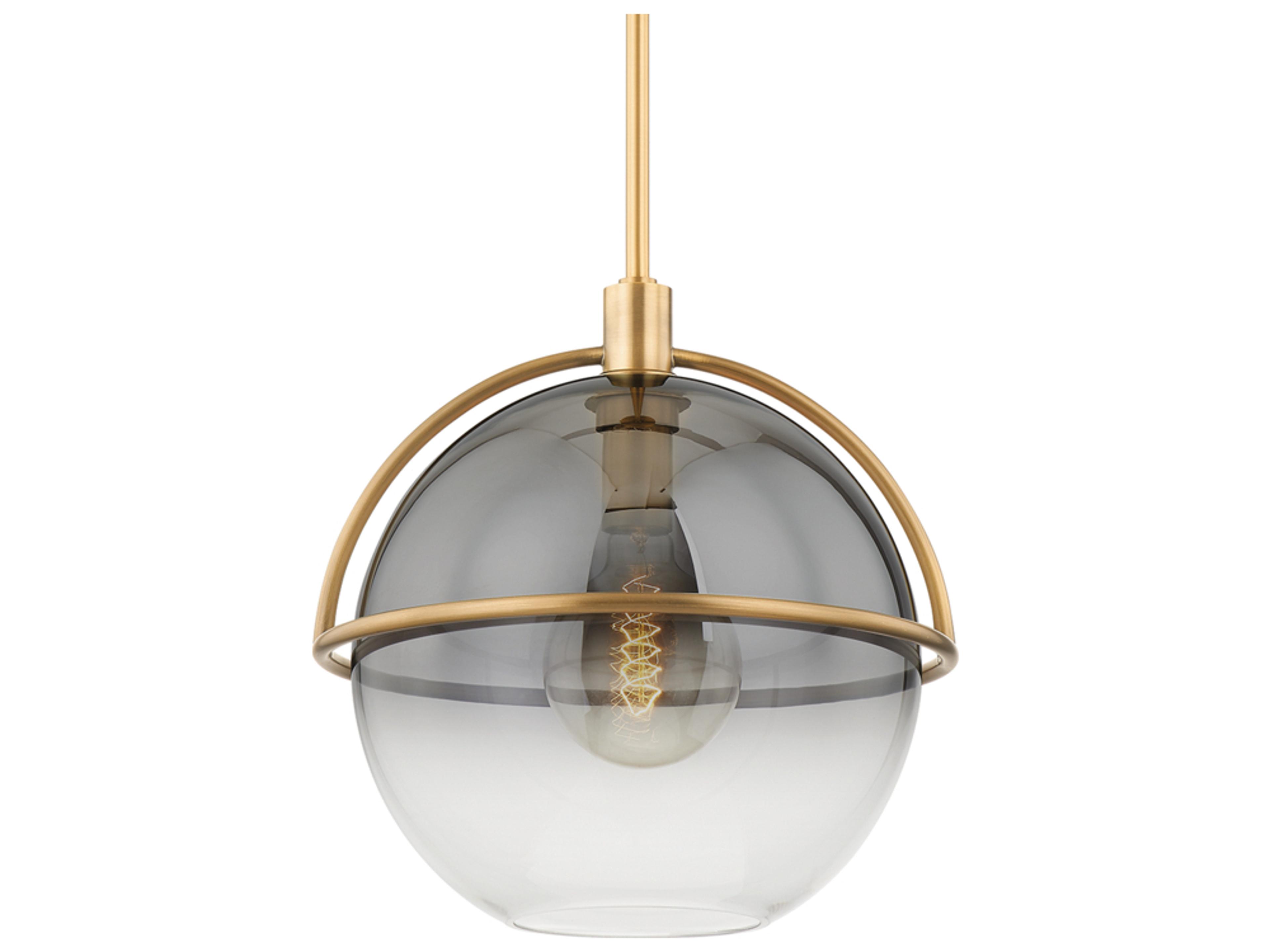 Ivins 1-Light Patina Brass Glass Globe Pendant